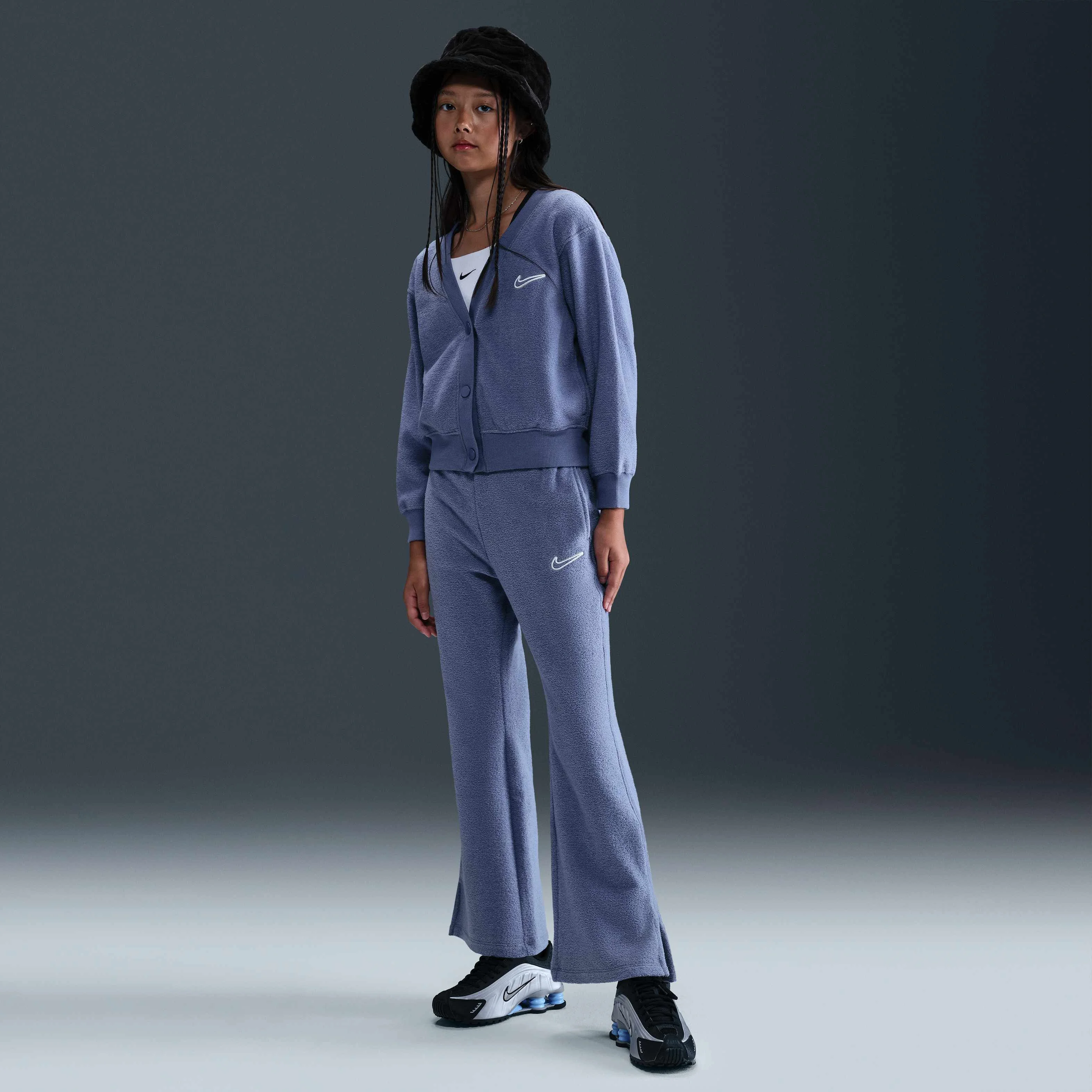 شلوار پشمی ورزشی دخترانه بزرگتر نایک - نیلی جهانی/سفید