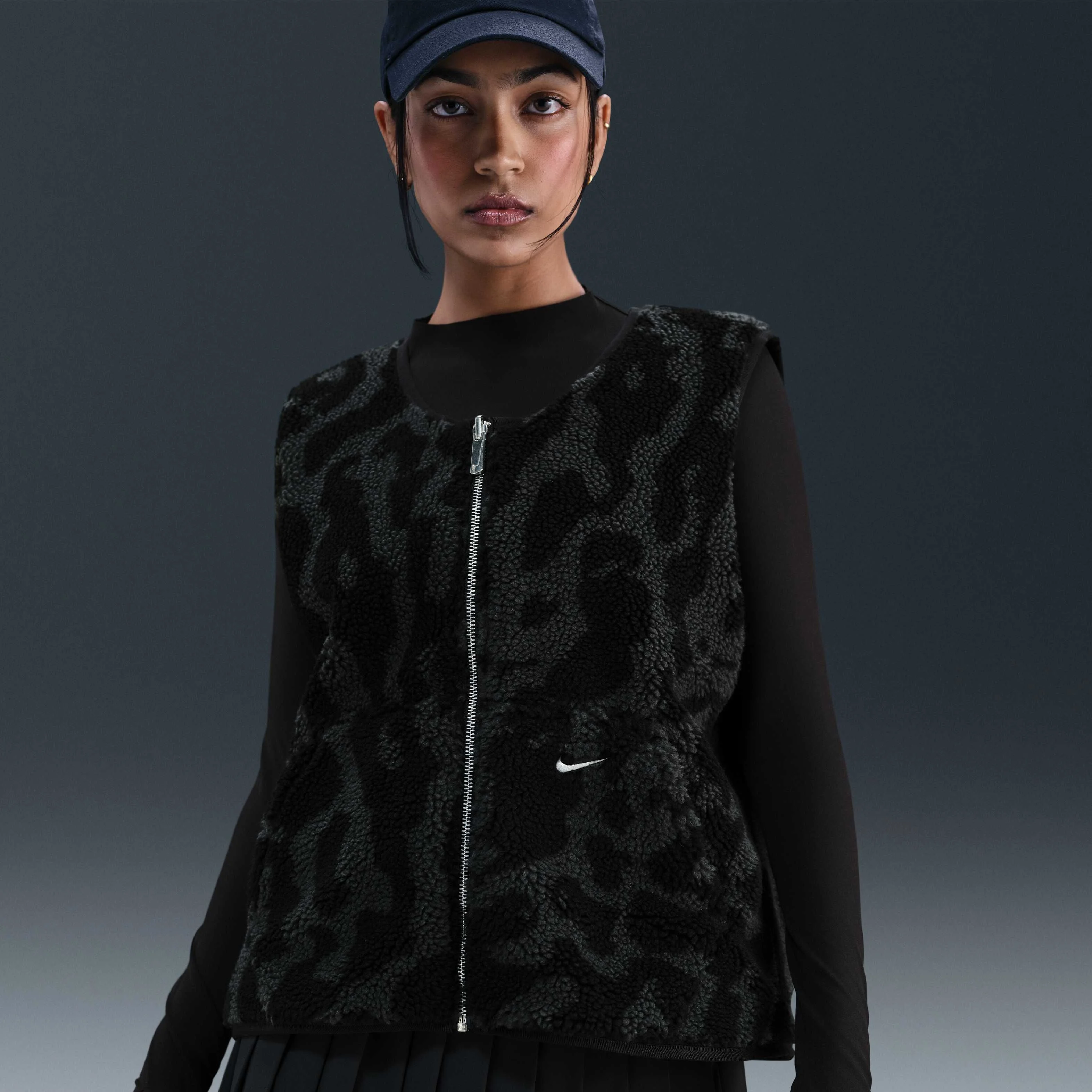 وست پلار بلند زنانه نایکی اسپرتس ویر - مشکی/مشکی