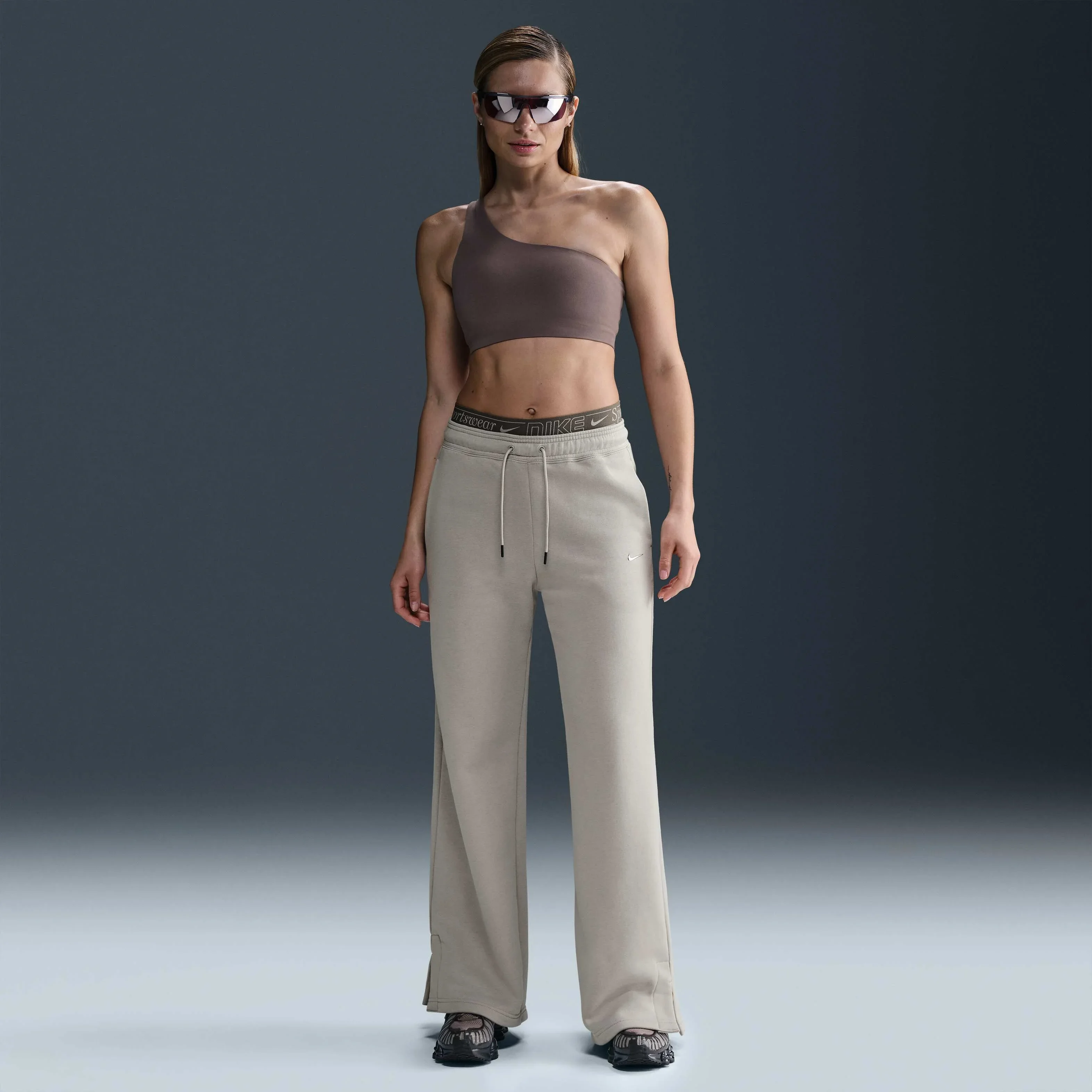 شلوار ورزشی زنانه کمر بلند Nike Sportswear Phoenix Fleece - خاکستری کالج