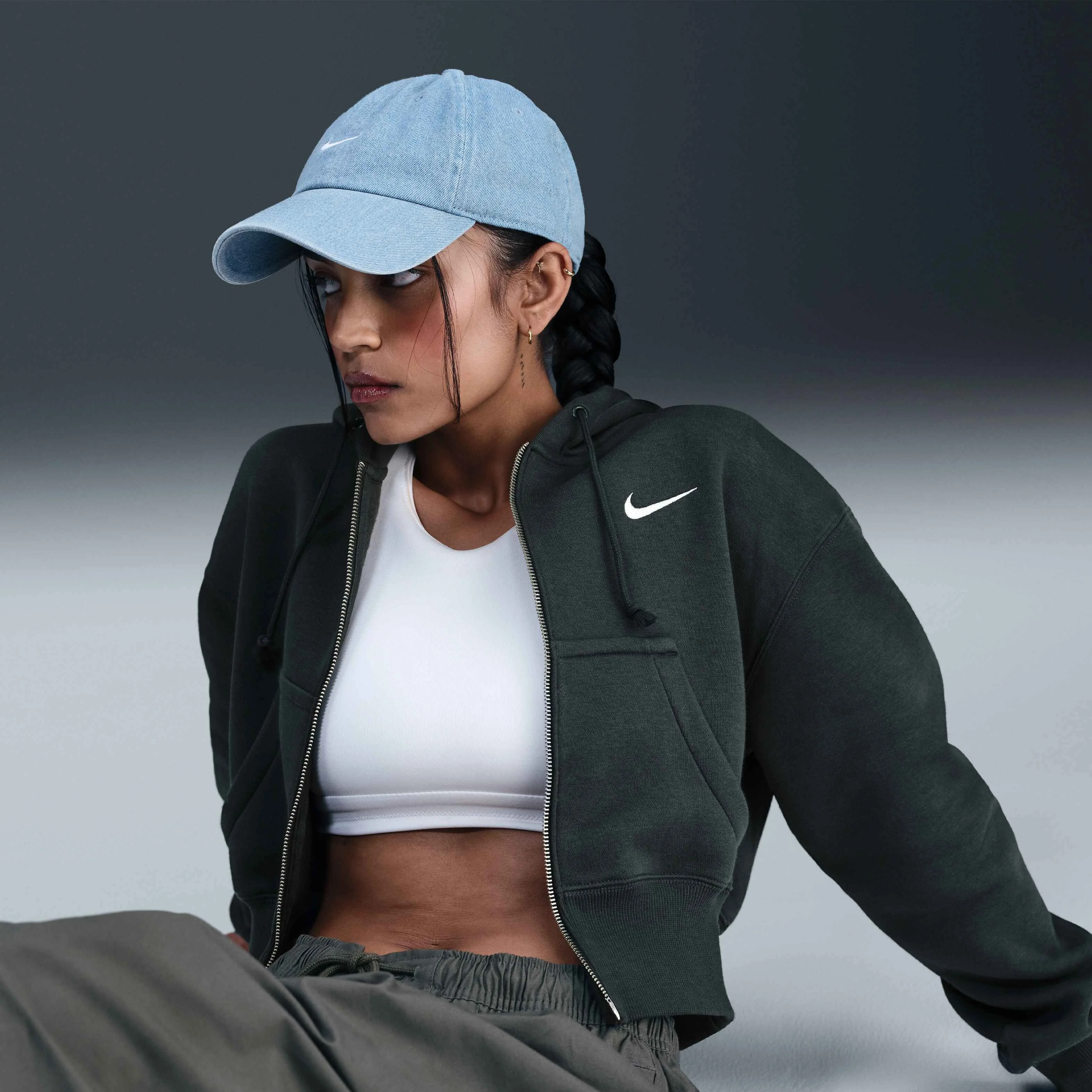 هودی نیم زیپ زنانه نایکی اسپرتسویر فونیکس فلیس گشاد