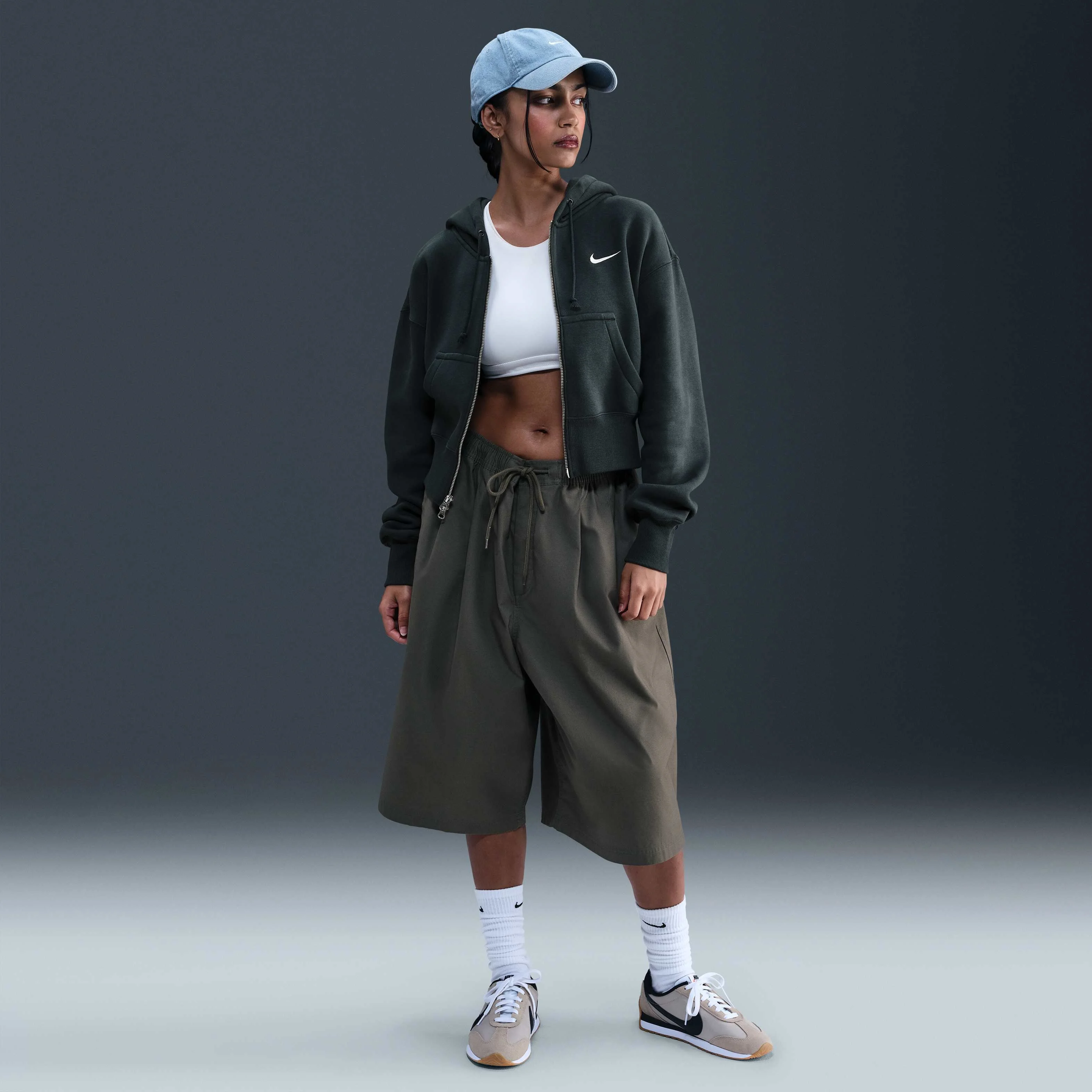 هودی نیم زیپ زنانه نایکی اسپرتسویر فونیکس فلیس گشاد