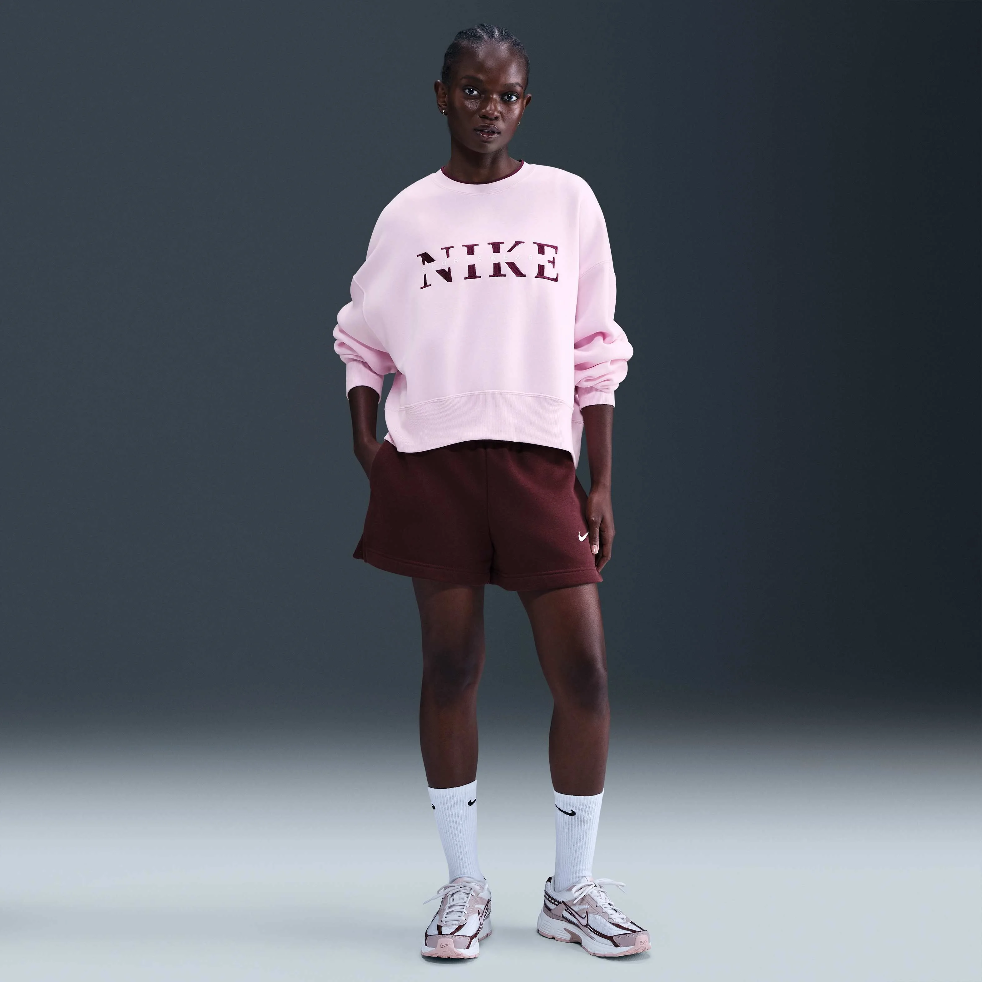 سویشرت یقه گرد زنانه نایک اسپرتسویر فونیکس فلیس سایز بزرگ