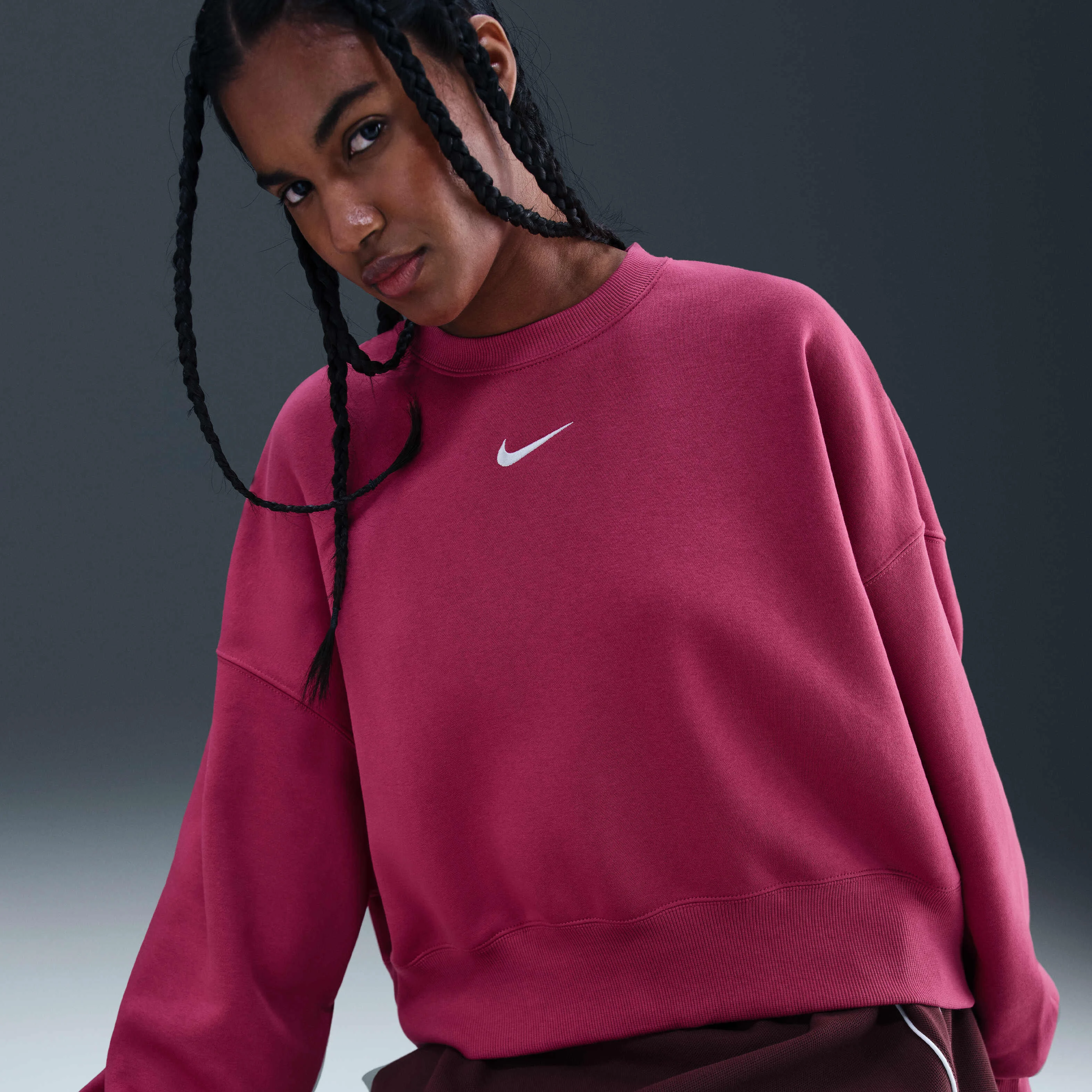 سویشرت زنانه یقه گرد Nike Sportswear Phoenix Fleece با سایز بزرگ