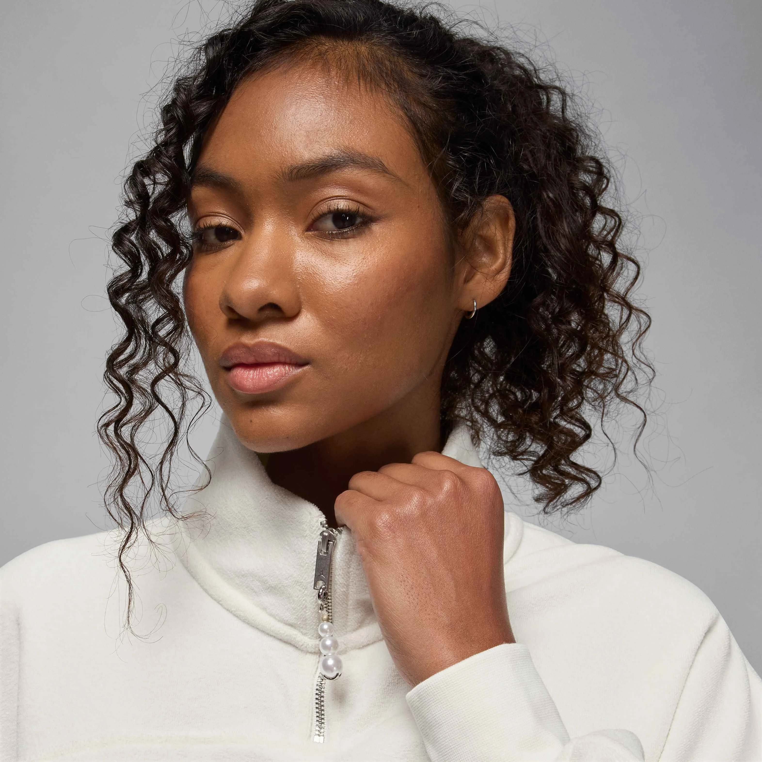 نیم تنه زیپ دار زنانه جردن Flight Fleece - رنگ کرم نیم تنه زیپ دار زنانه جردن Flight Fleece - رنگ کرم