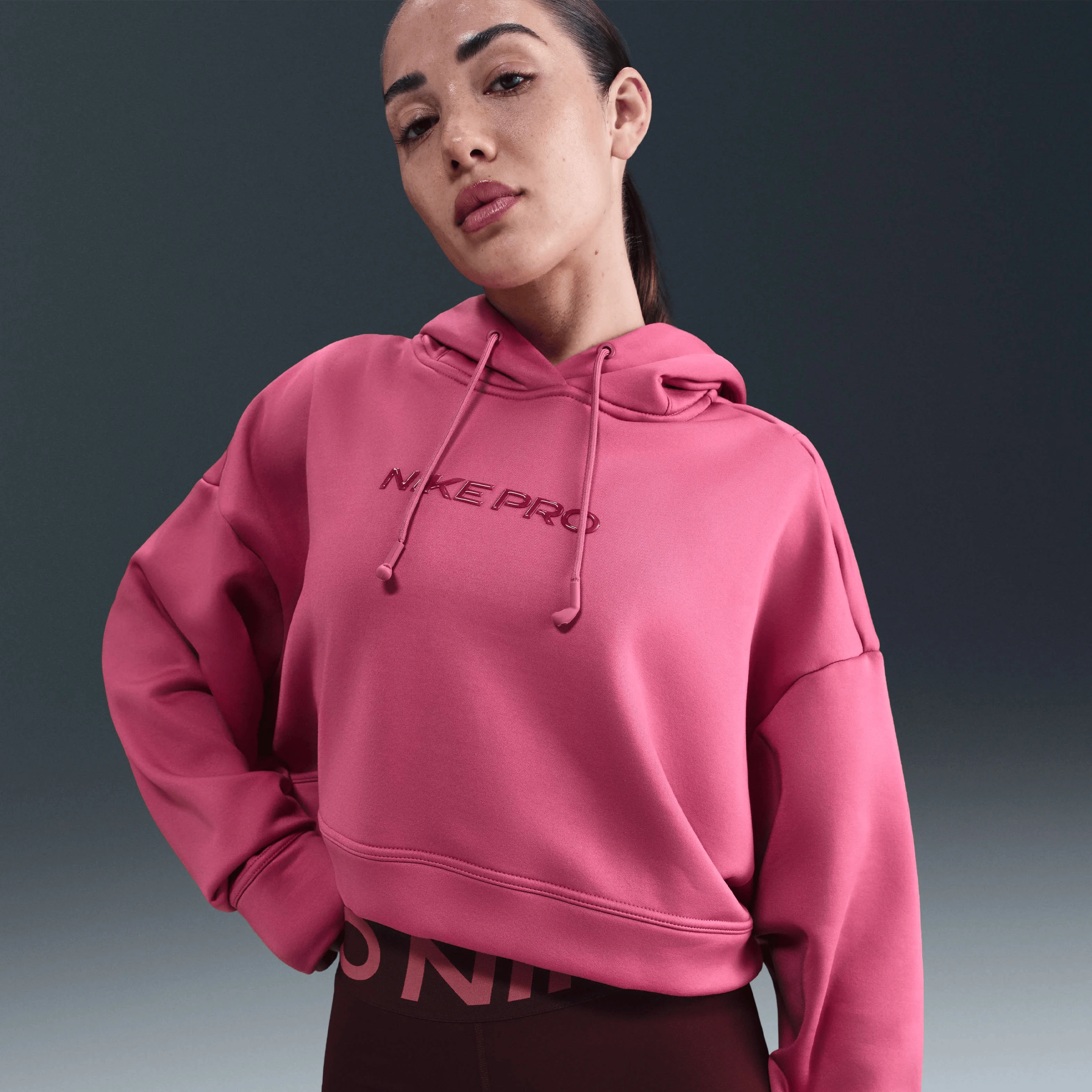 هودی پشمی زنانه نایک پرو Therma-FIT - Sweet Beet/White