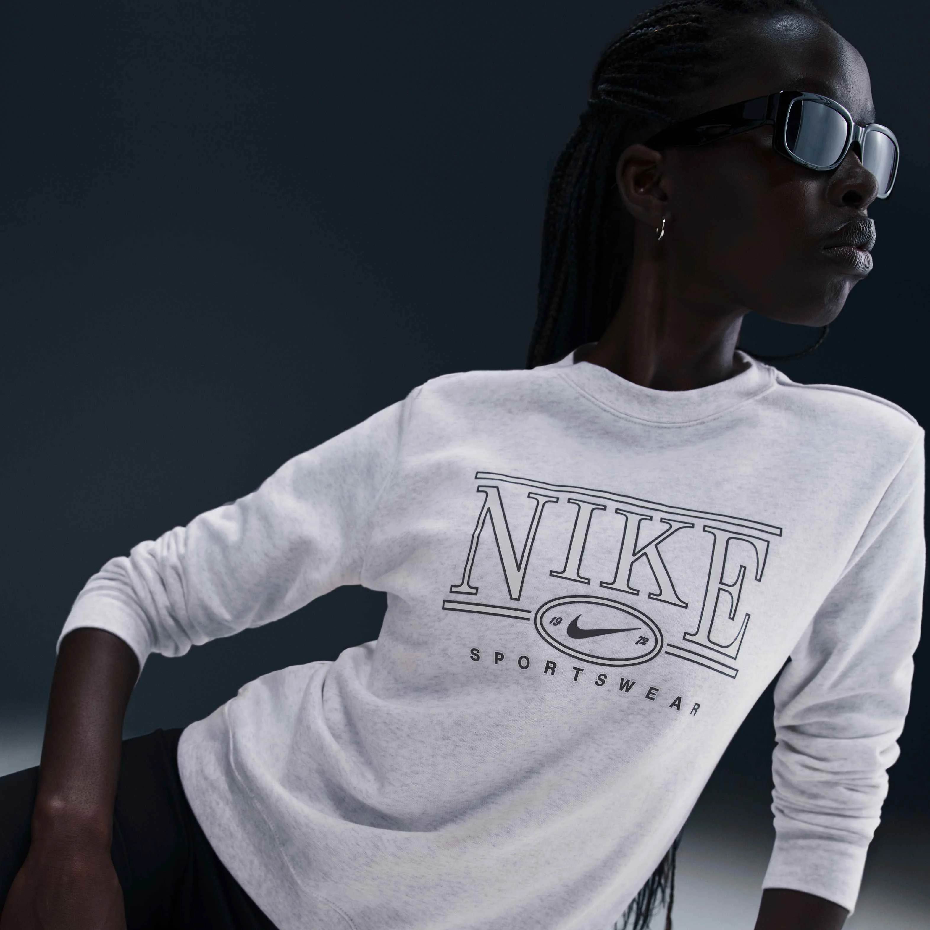 سویشرت یقه گرد زنانه نایکی Sportswear Club Fleece - Birch Heather