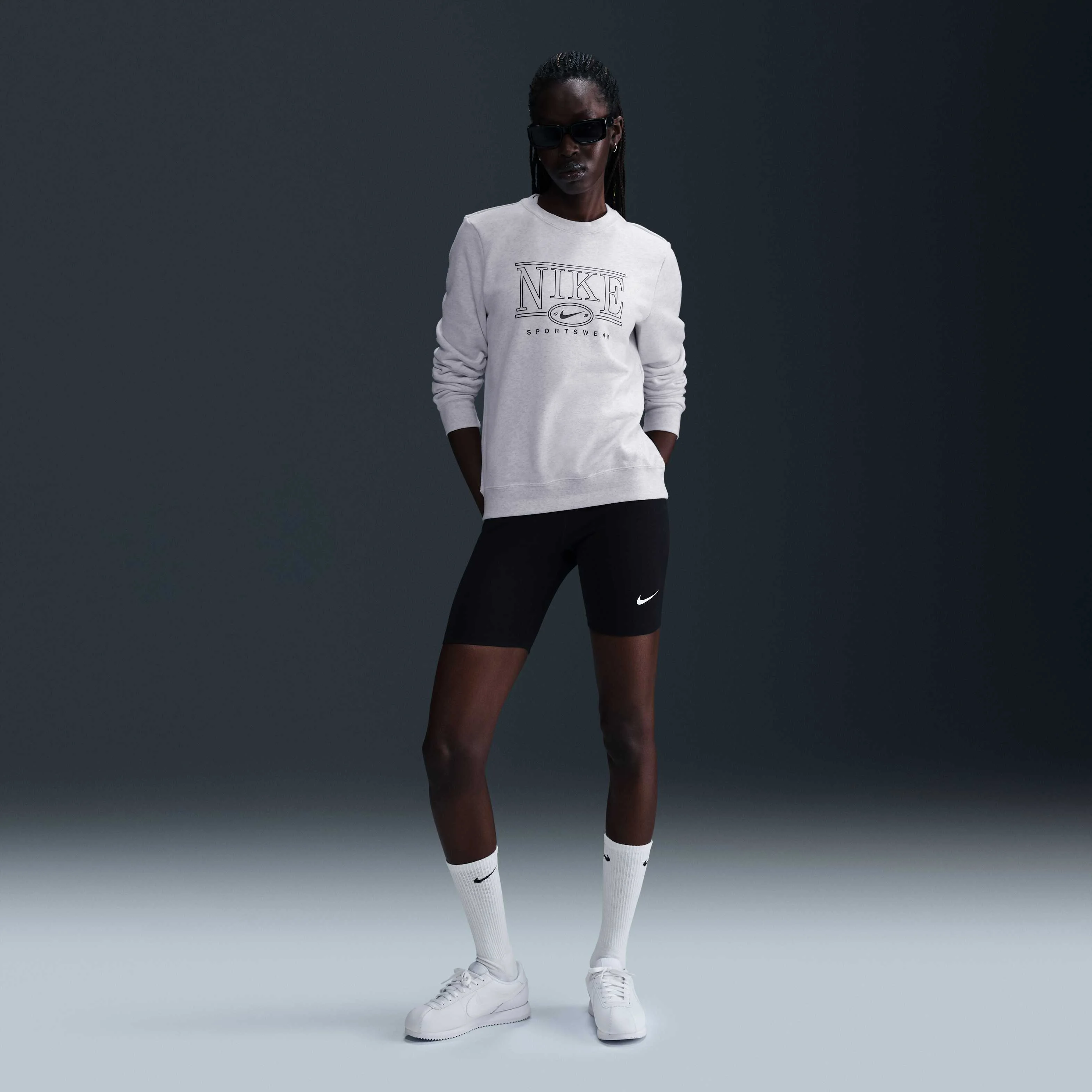 سویشرت یقه گرد زنانه نایکی Sportswear Club Fleece - Birch Heather