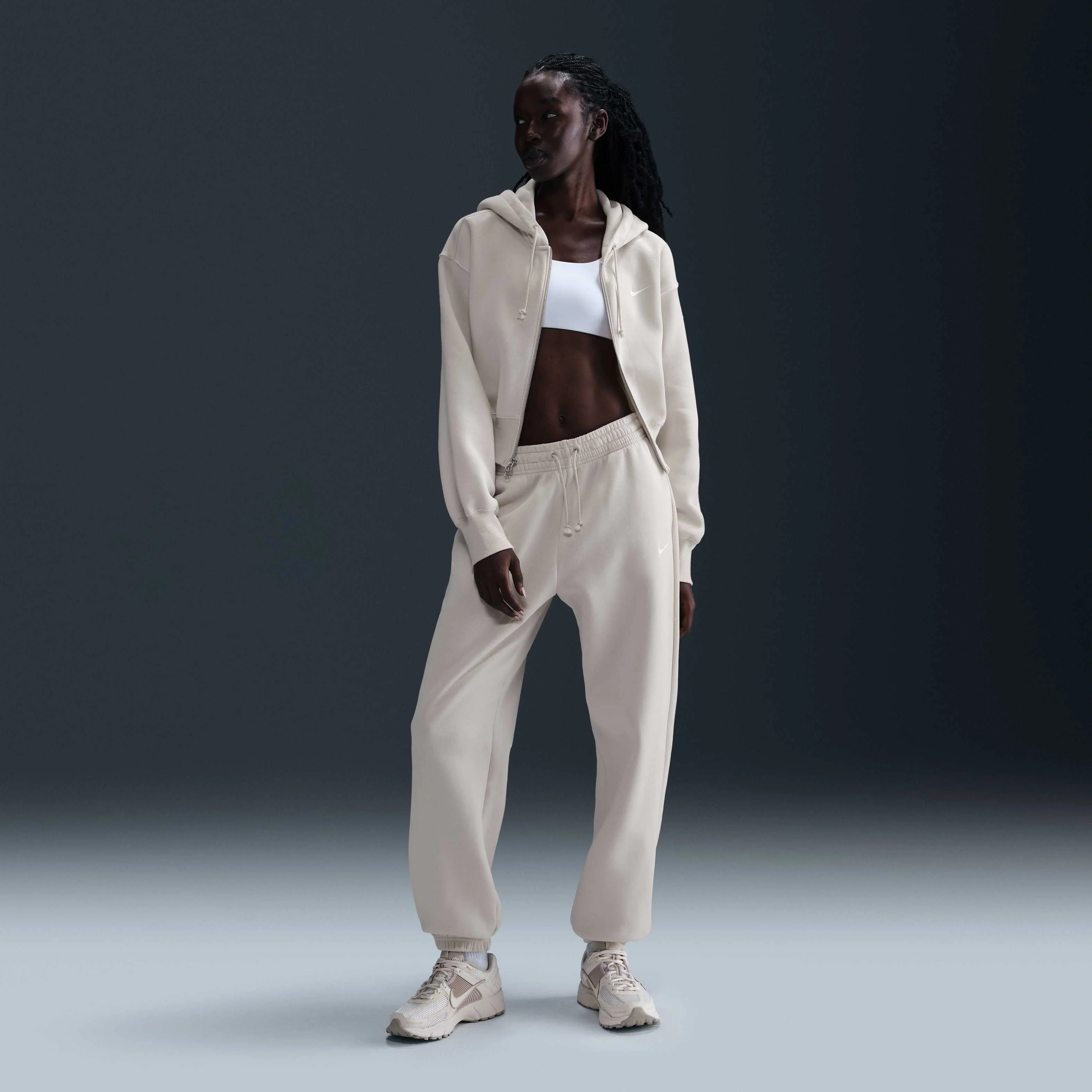 هودی نیم زیپ زنانه نایکی اسپرتس ویر فونیکس پلار گشاد و کوتاه