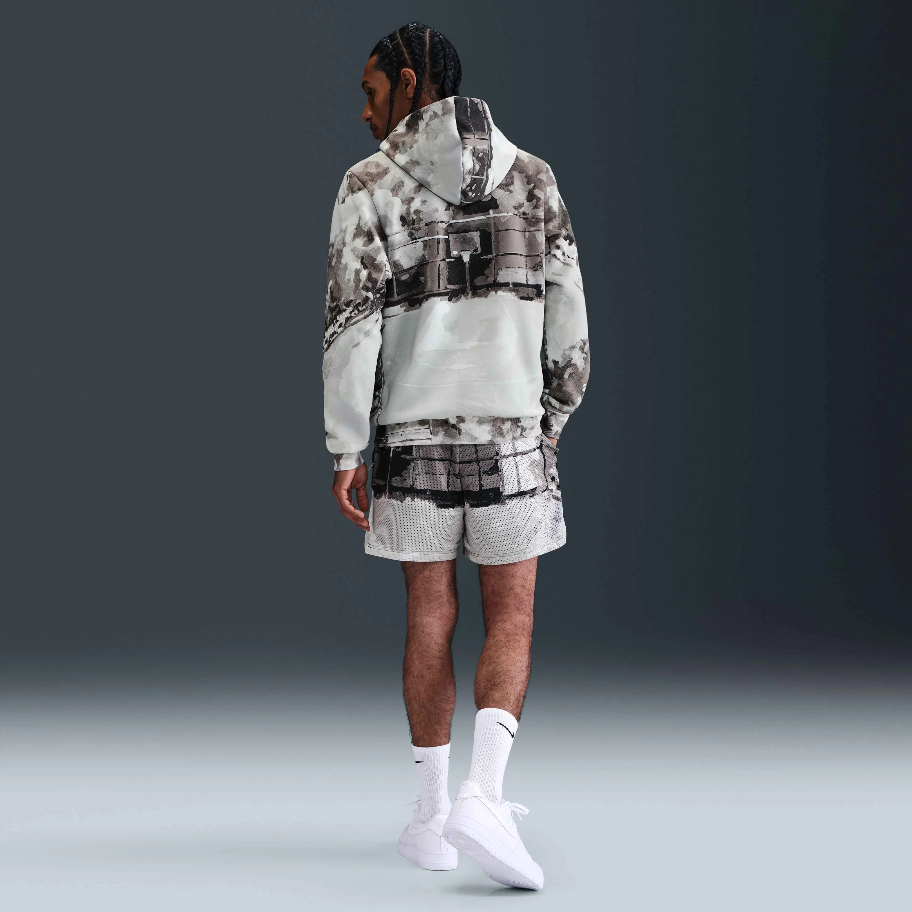 شورت ورزشی مردانه نایکی Dri-FIT توری بسکتبال (تقریباً ۱۳ سانتی متر) - خاکستری آهنی/عاجی کم رنگ