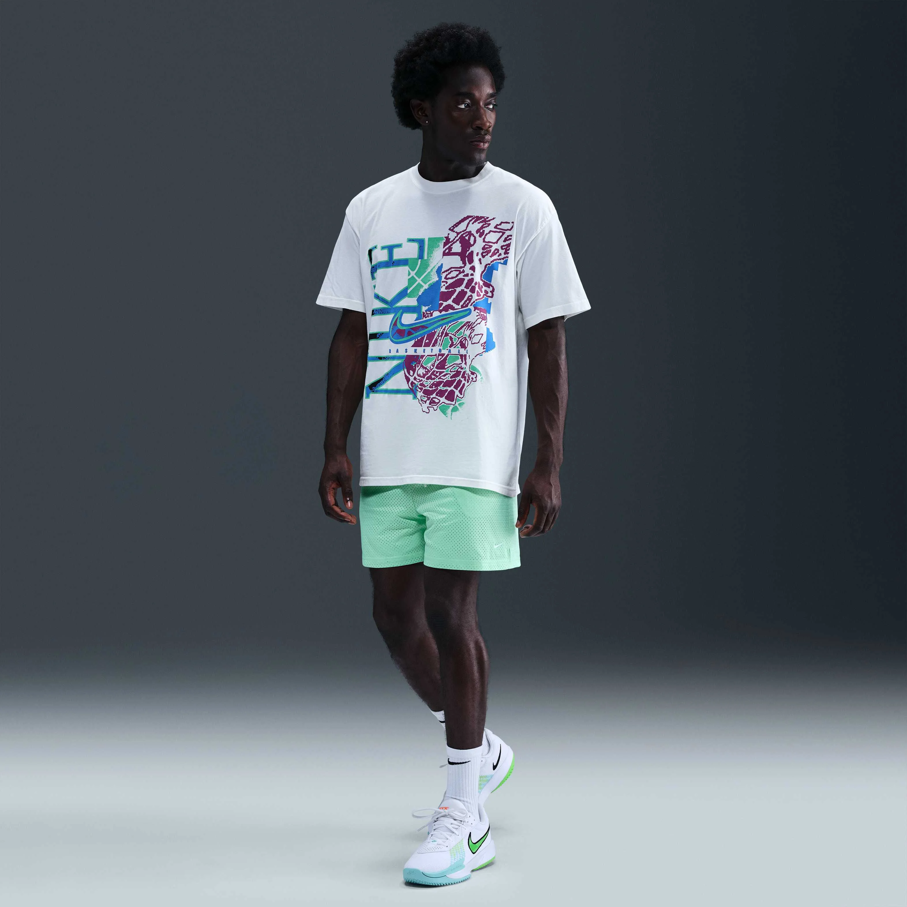 شورت ورزشی مردانه نایکی Dri-FIT توری بسکتبال، ۱۳ سانتی متر (تقریبی) - فوم نعنایی/سفید