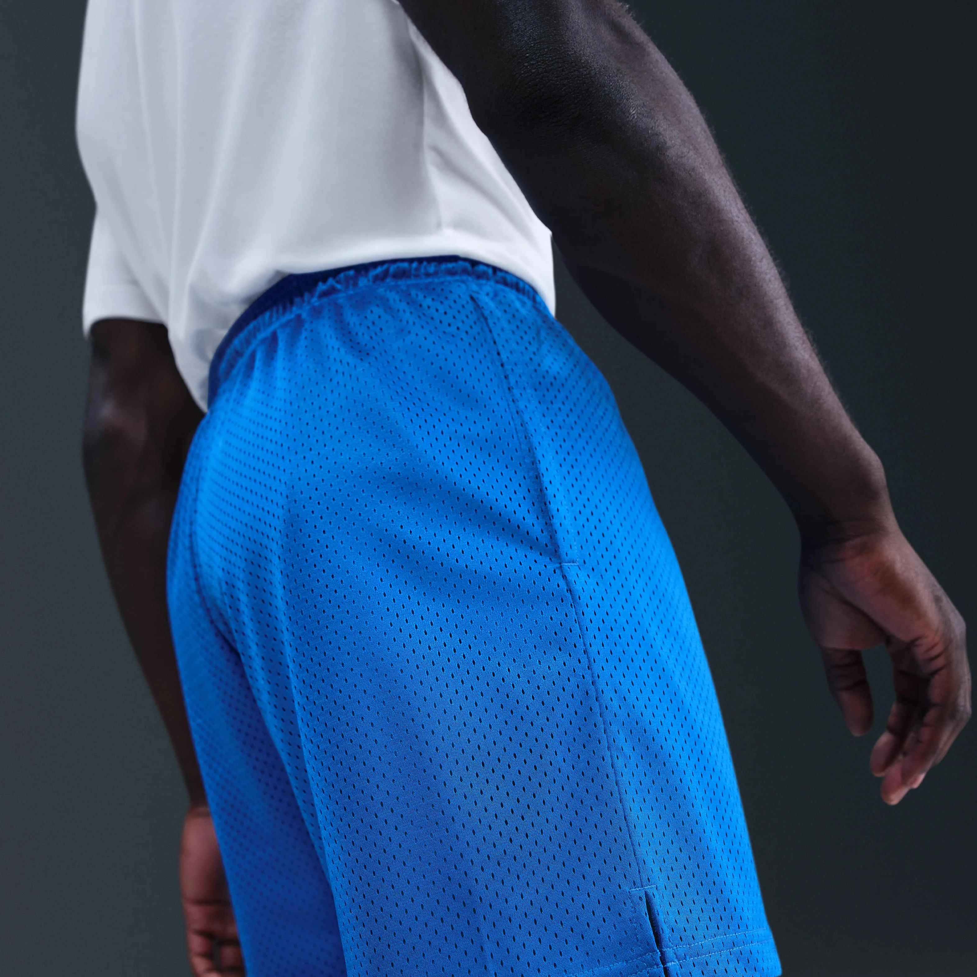 شورت ورزشی مردانه نایکی Dri-FIT توری بسکتبال، ۱۳ سانتی‌متری، آبی روشن/سفید