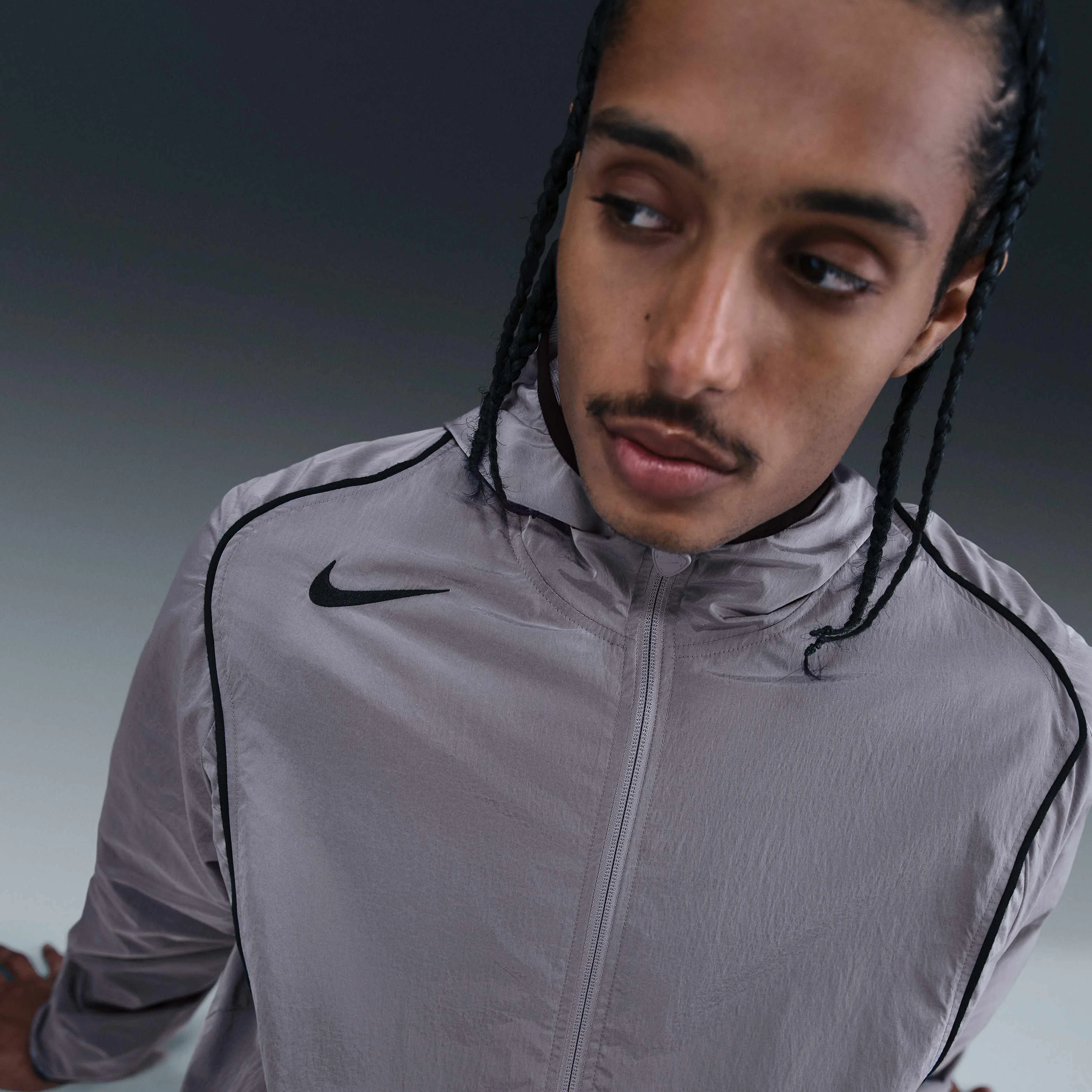 ژاکت تمام زیپ مردانه نایک توتال 90 مناسب فوتبال - خاکستری/مشکی/مشکی/مشکی