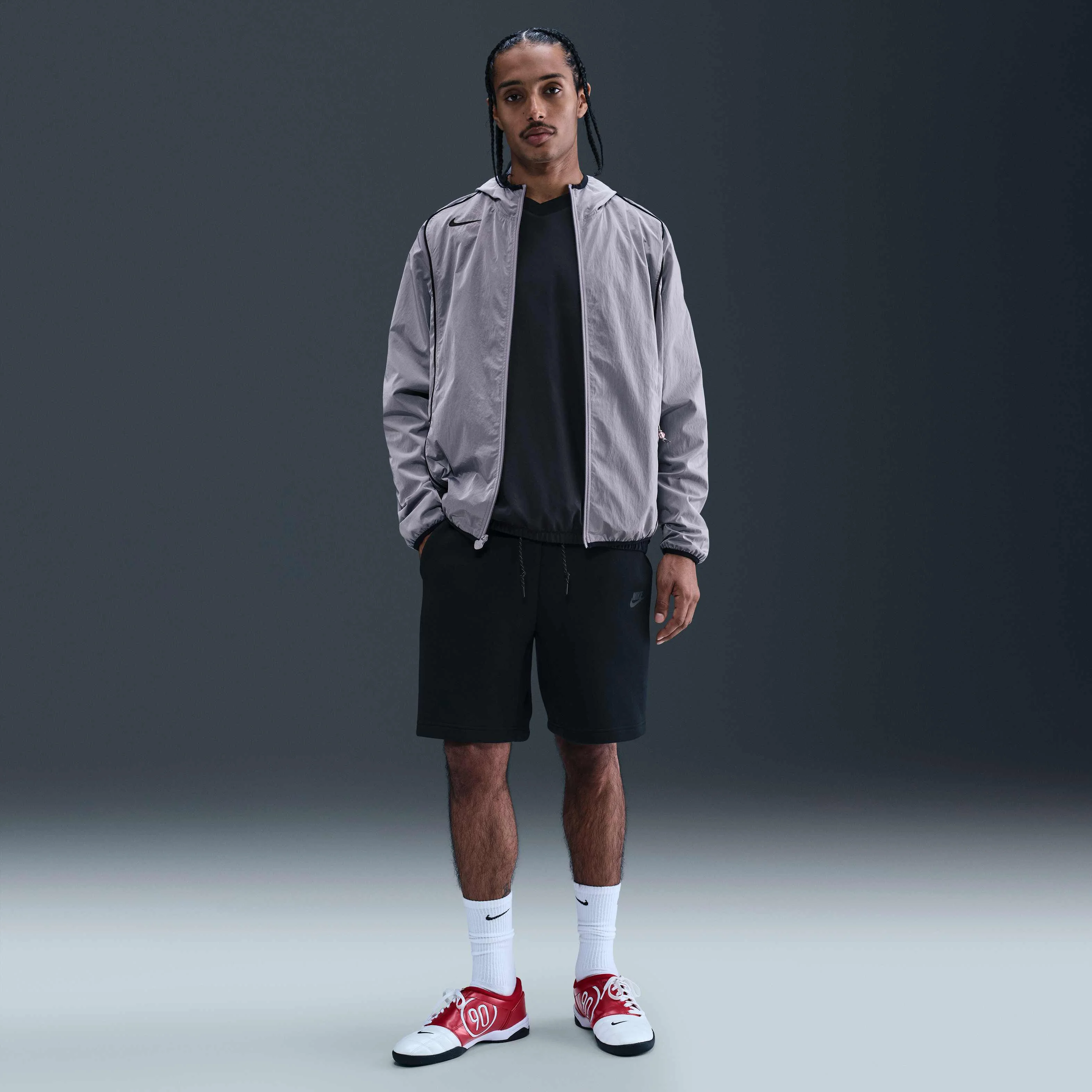 ژاکت تمام زیپ مردانه نایک توتال 90 مناسب فوتبال - خاکستری/مشکی/مشکی/مشکی