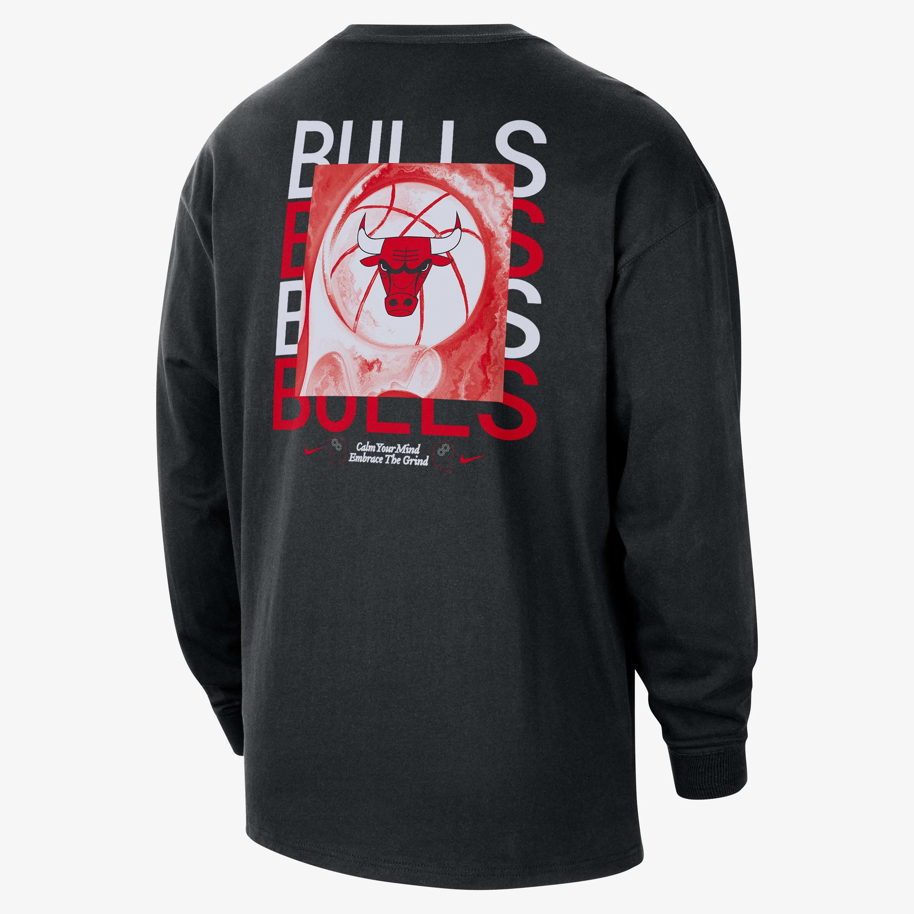 تی شرت آستین بلند مردانه شیکاگو بولز Courtside Nike NBA Max90