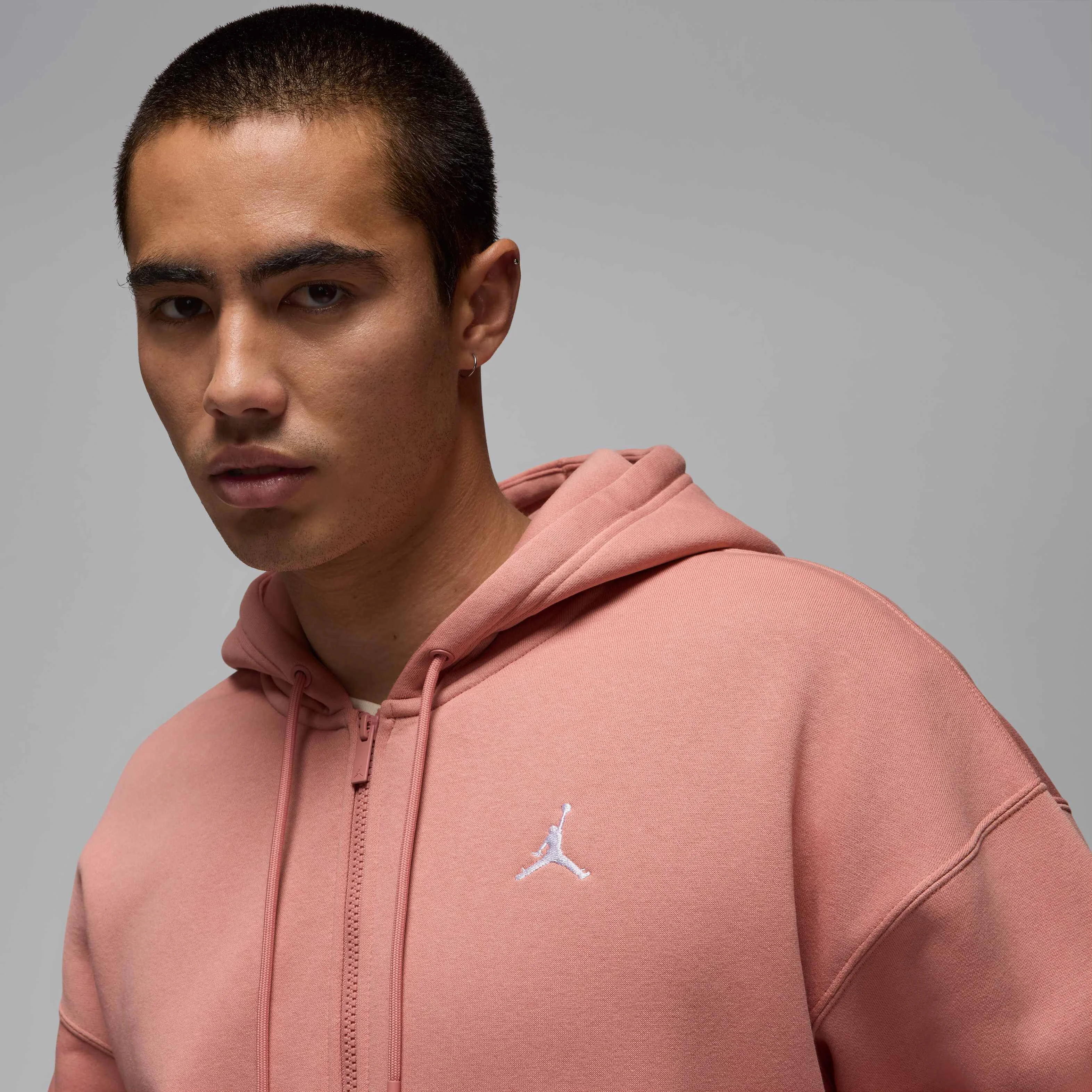 هودی زیپدار مردانه جردن بروکلین فلیس با سایز بزرگ - صورتی/سفید هودی زیپدار مردانه جردن بروکلین فلیس با سایز بزرگ - صورتی/سفید