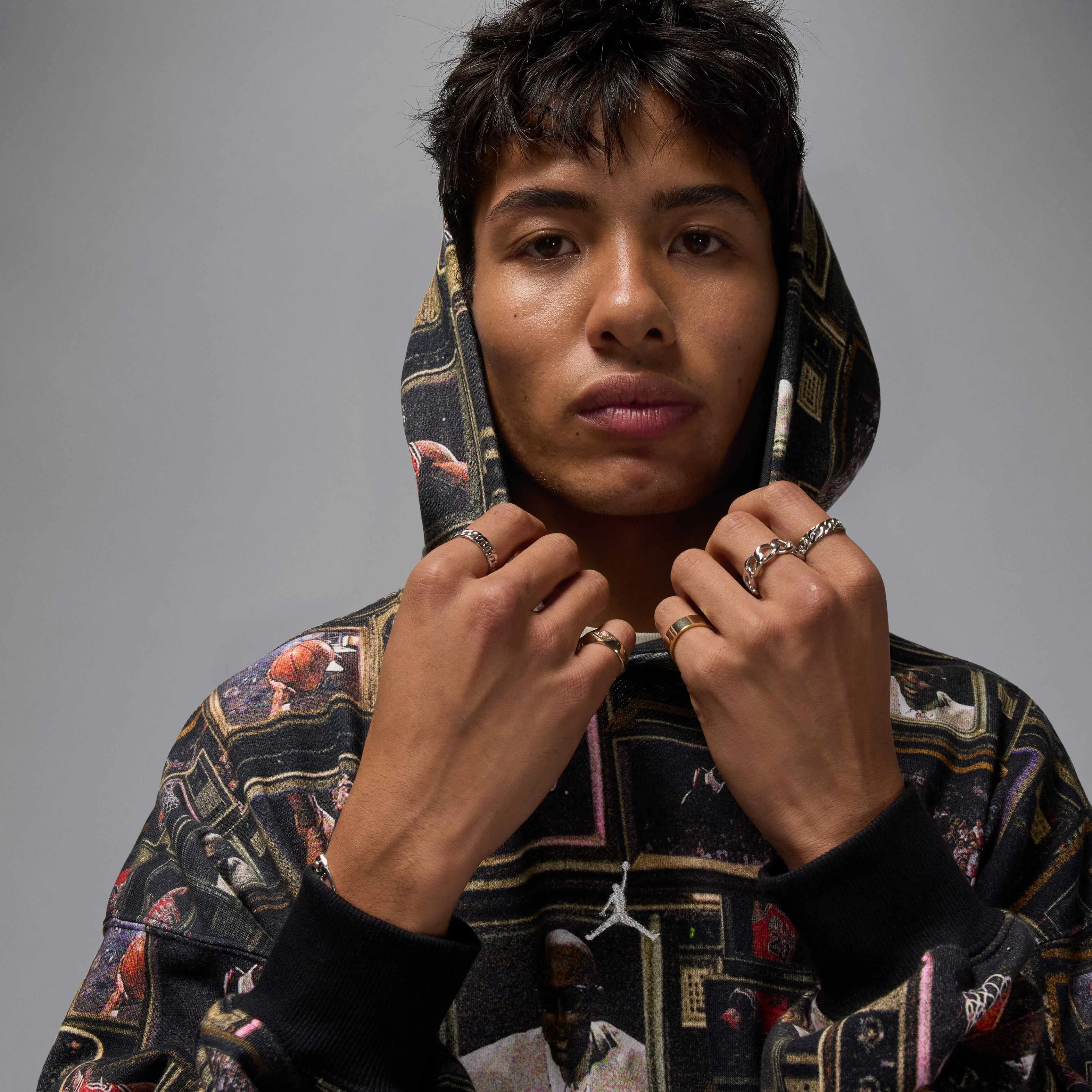 هودی مردانه پشمی طرح‌دار جردن بروکلین