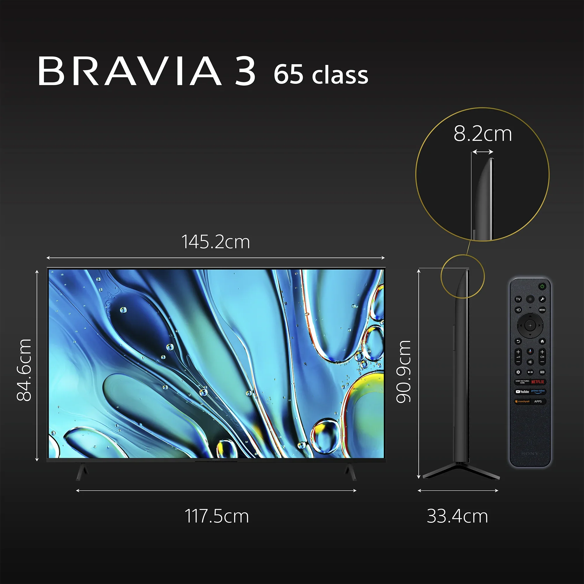 تلویزیون هوشمند 65 اینچی 4K HDR سونی BRAVIA 3 (Google TV) با Dolby Vision Atmos، مدل 2024