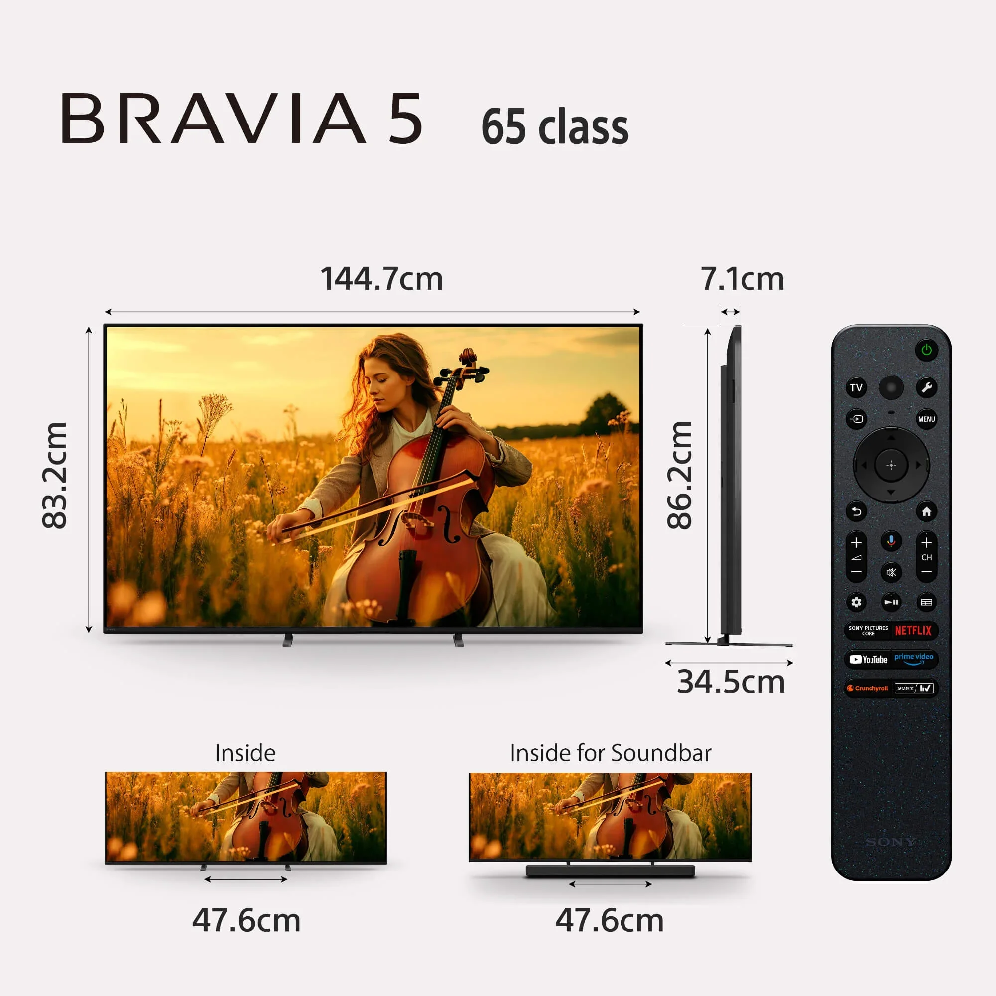سونی | BRAVIA 5 | ۶۵ اینچ | پردازنده XR | Mini LED | 4K Ultra HD | محدوده دینامیکی بالا (HDR) | تلویزیون هوشمند (Google TV)