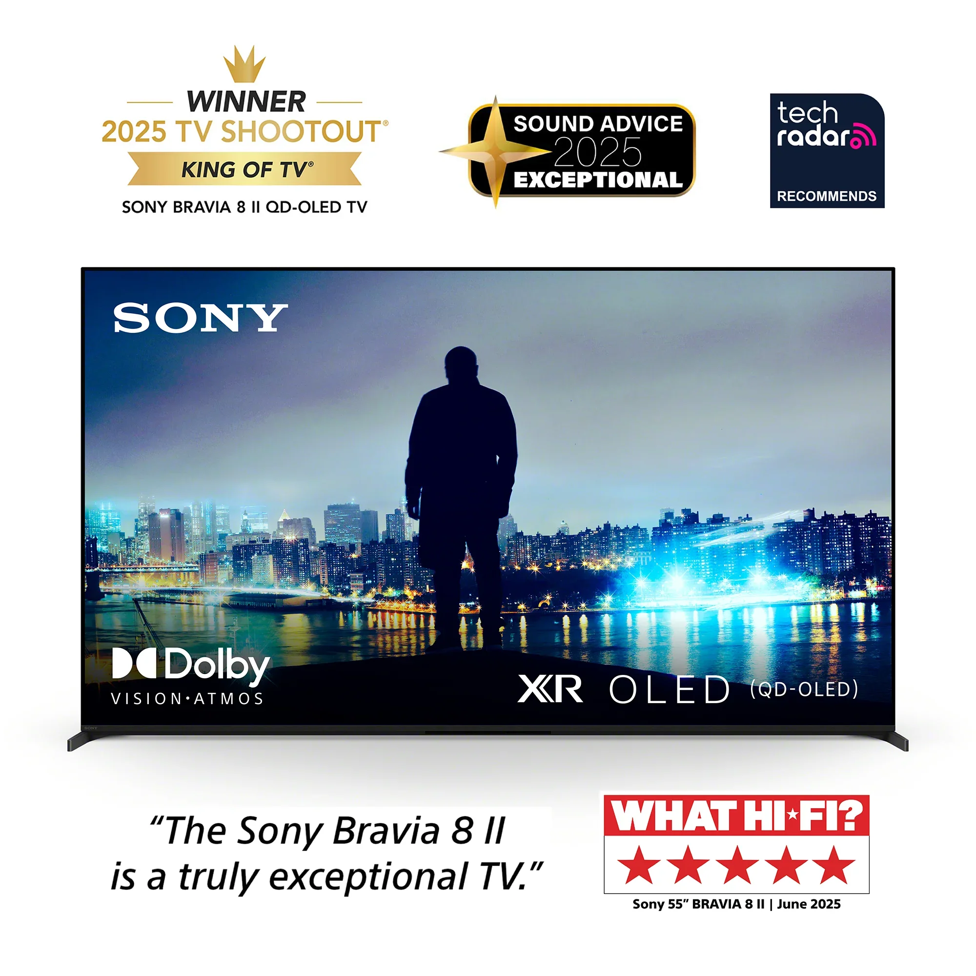 سونی | BRAVIA 8 II | ۵۵ اینچ | پردازنده XR | QD OLED | 4K Ultra HD | محدوده دینامیکی بالا (HDR) | تلویزیون هوشمند (Google TV) | مدل ۲۰۲۵