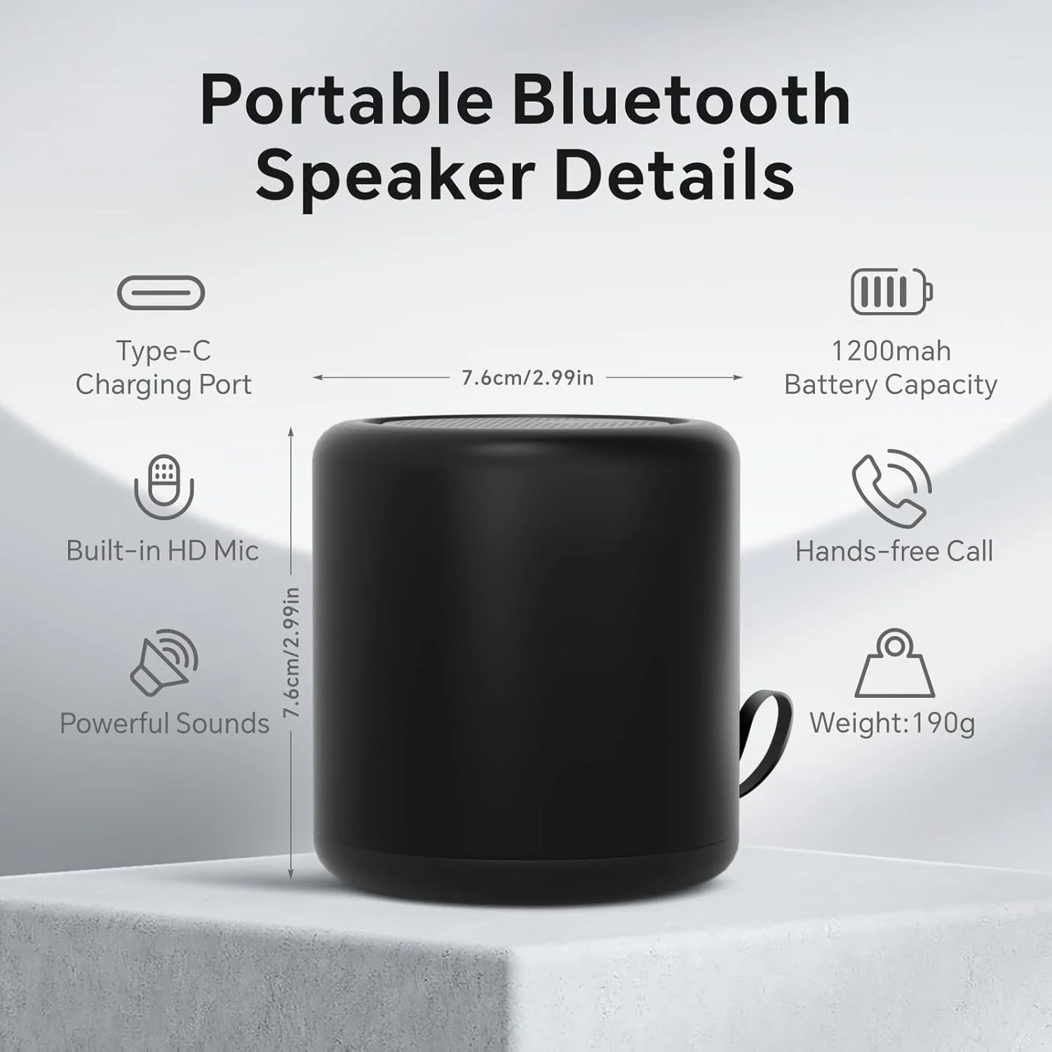 اسپیکر بلوتوثی قابل حمل Baytion، اسپیکرهای بلوتوثی بی سیم پایدار 5.0 با صدای HD، جفت شدن TWS و تماس هندزفری، اسپیکر ضد آب اتاق برای تلویزیون/خودرو/کامپیوتر/فضای باز (مشکی، کنترل صدا)