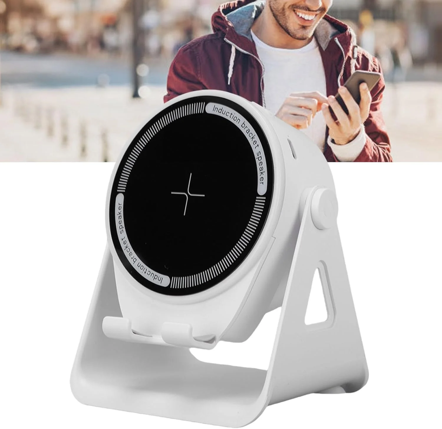 اسپیکر بلوتوثی القایی بی سیم Bewinner با پایه نگهدارنده گوشی، BT 5.3 5W با نور LED 7 رنگ، پایه نگهدارنده تلفن همراه قابل تنظیم 360 درجه برای میز، تماشای فیلم و بازی (سفید) اسپیکر بلوتوثی القایی بی سیم Bewinner با پایه نگهدارنده گوشی، BT 5.3 5W با نور LED 7 رنگ، پایه نگهدارنده تلفن همراه قابل تنظیم 360 درجه برای میز، تماشای فیلم و بازی (سفید)