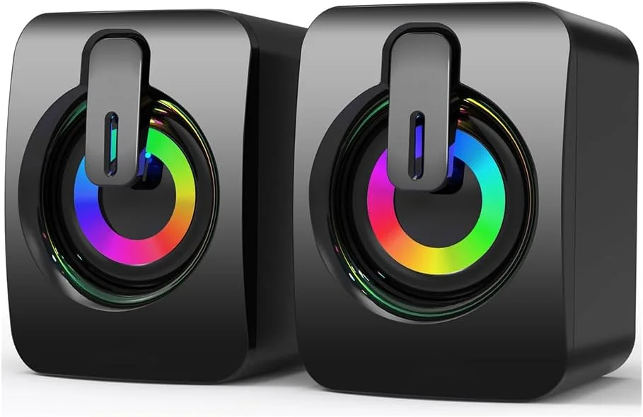 اسپیکر USB برای کامپیوتر/لپ تاپ، مینی ساندبار قابل حمل برای کامپیوترهای شخصی ویندوزی، کامپیوتر رومیزی با صدای استریو و بیس تقویت شده، 7 حالت نورپردازی، 2 پورت تقویت بیس، 2 واحد اسپیکر، کنترل آسان صدا اسپیکر USB برای کامپیوتر/لپ تاپ، مینی ساندبار قابل حمل برای کامپیوترهای شخصی ویندوزی، کامپیوتر رومیزی با صدای استریو و بیس تقویت شده، 7 حالت نورپردازی، 2 پورت تقویت بیس، 2 واحد اسپیکر، کنترل آسان صدا