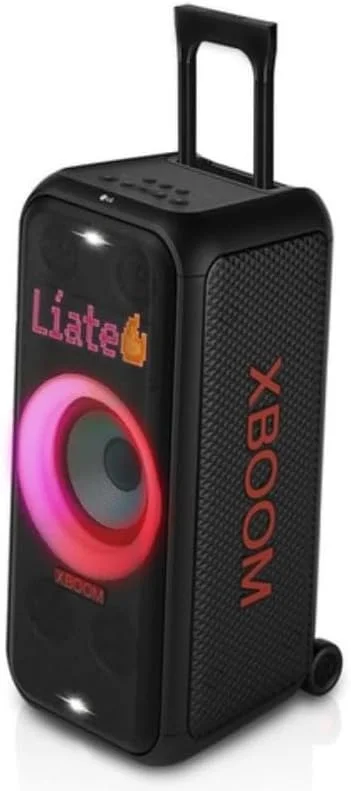اسپیکر بلوتوثی چرخ‌دار ال‌جی XBOOM DXL7T با توان 250 وات، قابلیت کارائوکه و DJ، نورپردازی مشکی [مدل 2024]