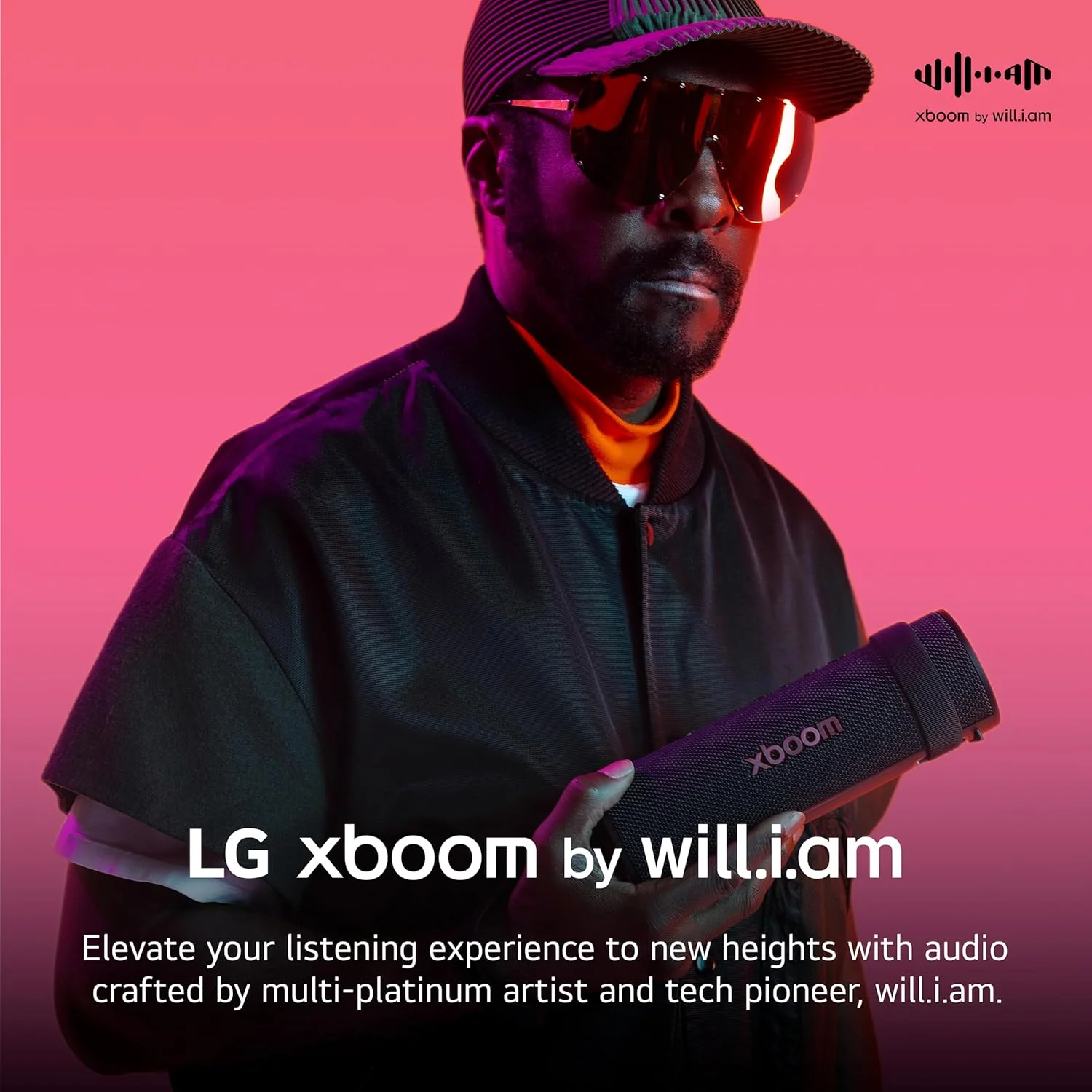 اسپیکر بلوتوثی قابل حمل LG xboom با صدای Signature، تا 20 ساعت پخش، مقاوم در برابر گرد و غبار و آب IP67، دوام MIL-STD 810H، دارای بند حمل قابل تنظیم