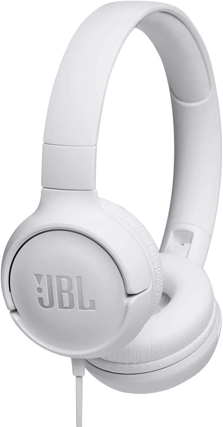 هدفون روگوشی سیم دار JBL TUNE500 با میکروفون و کنترل تک دکمه (سفید)
