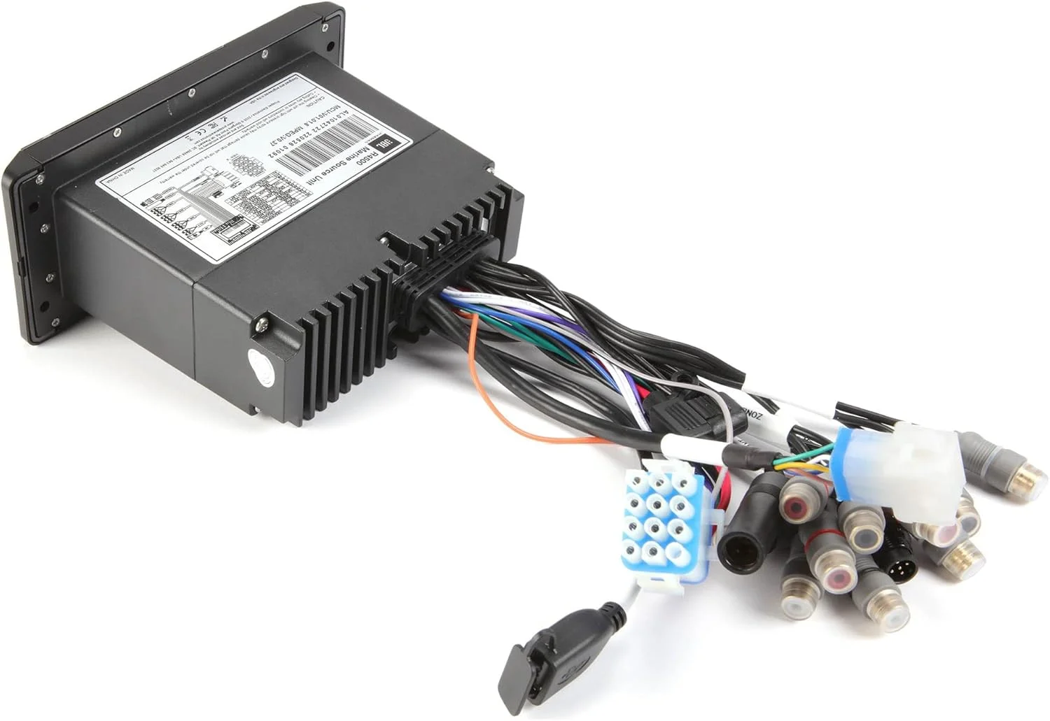 واحد منبع سری JBL R4500 Wake - گیرنده صفحه نمایش رنگی 4 اینچی با بلوتوث (5.0)، AM/FM/WB، ورودی/شارژ USB/ورودی Aux/ورودی ویدئو، رمزگذار چرخشی، 3 خروجی دیفرانسیل سطح خط منطقه