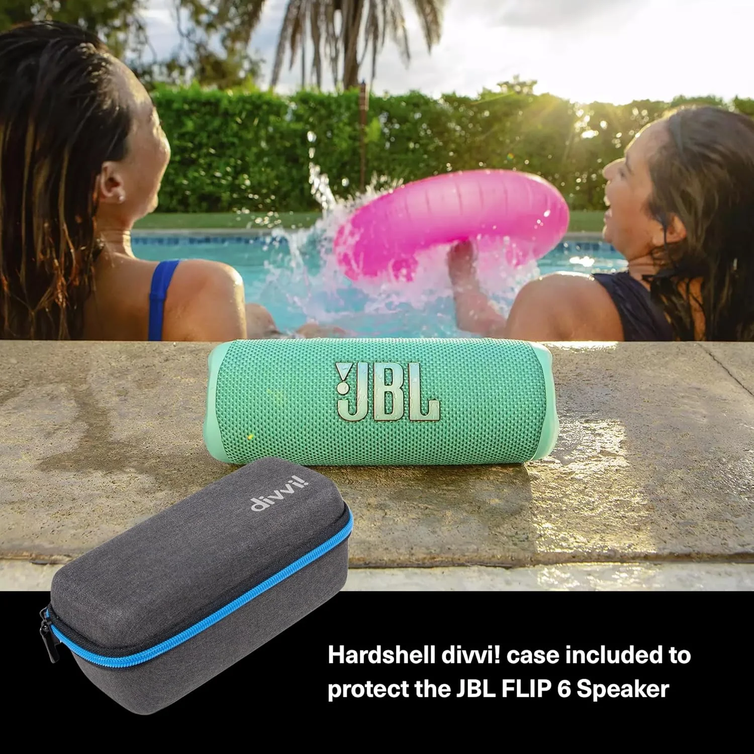 JBL Flip 6 (خاکستری) + بسته با کیف محافظ سخت divvi!