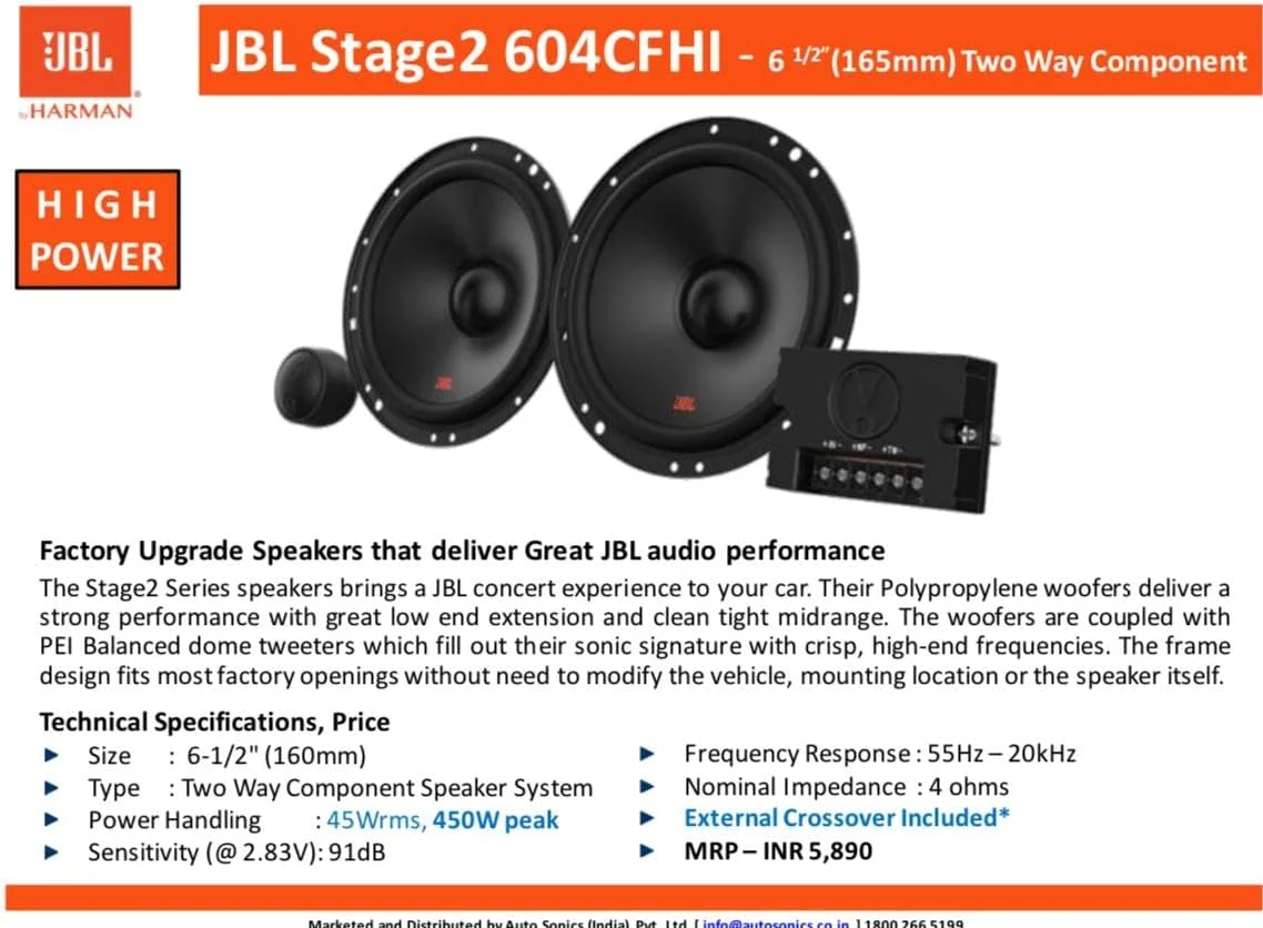بلندگوهای کامپوننت خودرو JBL Stage 2604CFHI - مدل بین المللی