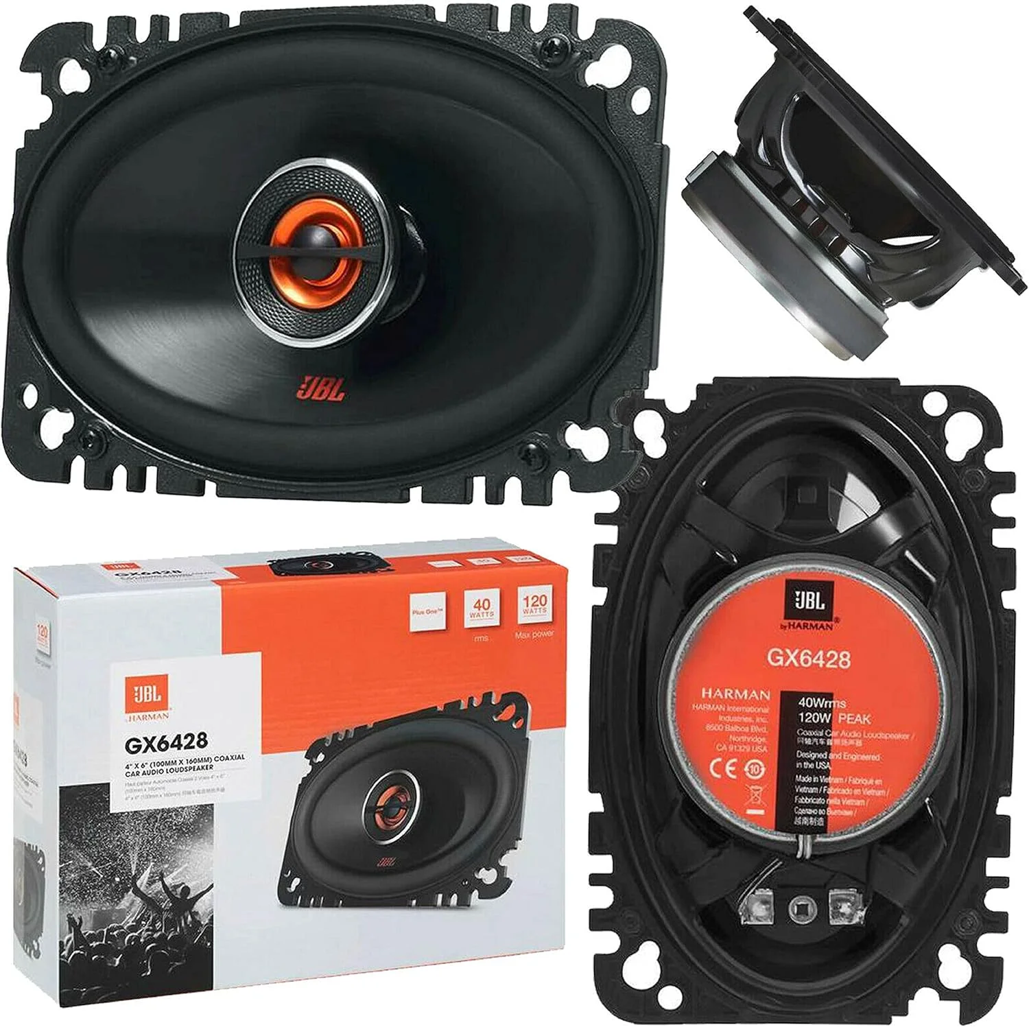 بلندگوهای کواکسیال خودرو JBL GX642 سری GX، دو طرفه، 4 در 6 اینچ