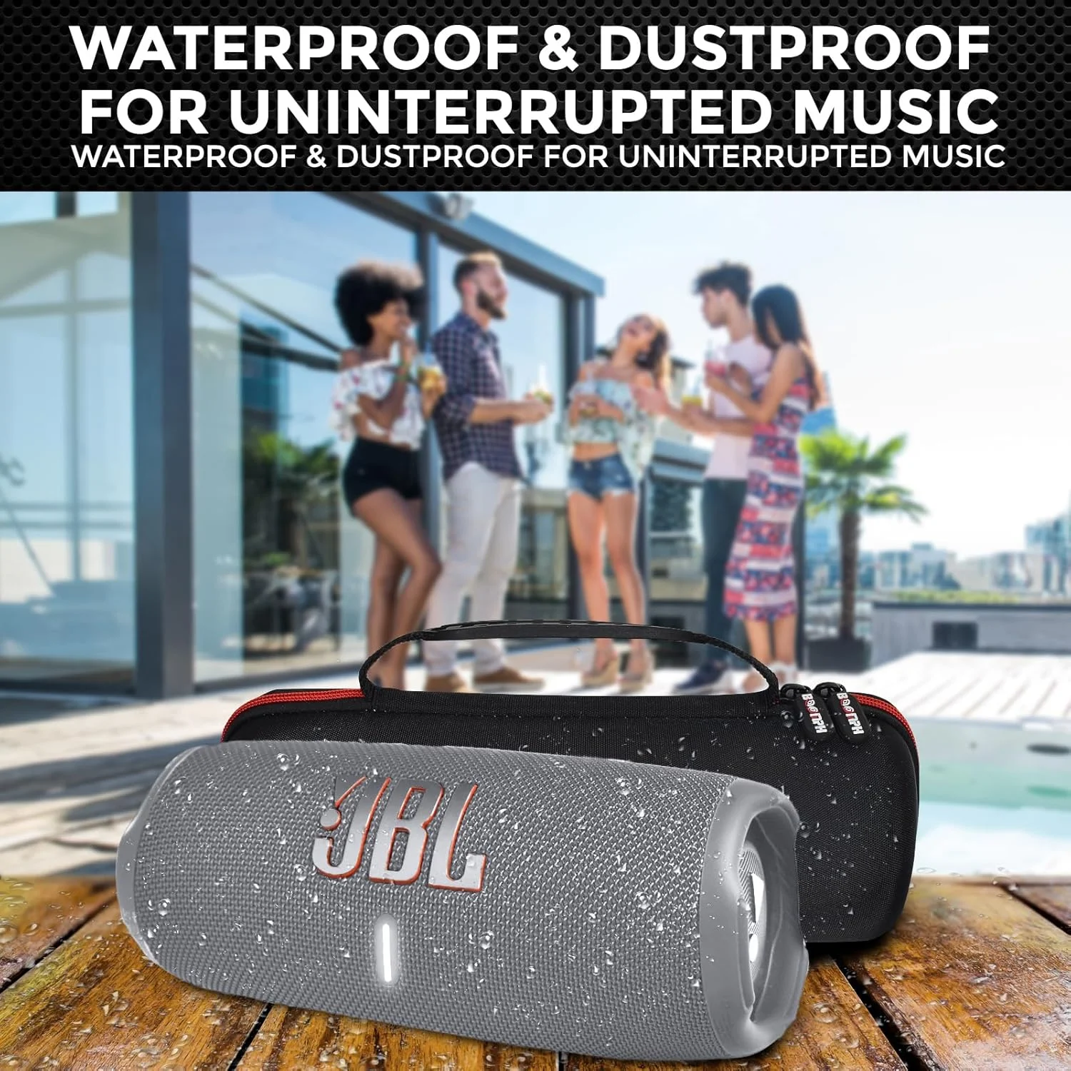 اسپیکر بلوتوثی بی سیم قابل حمل و ضد آب JBL Charge 5 به همراه کیف محافظ سخت قابل حمل Boomph - خاکستری اسپیکر بلوتوثی بی سیم قابل حمل و ضد آب JBL Charge 5 به همراه کیف محافظ سخت قابل حمل Boomph - خاکستری