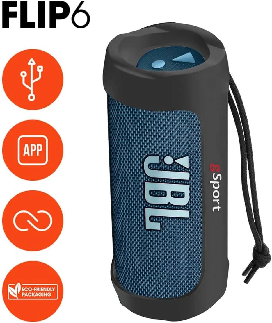 اسپیکر قابل حمل ضدآب JBL FLIP 6 به همراه کاور سیلیکونی gSport (آبی)