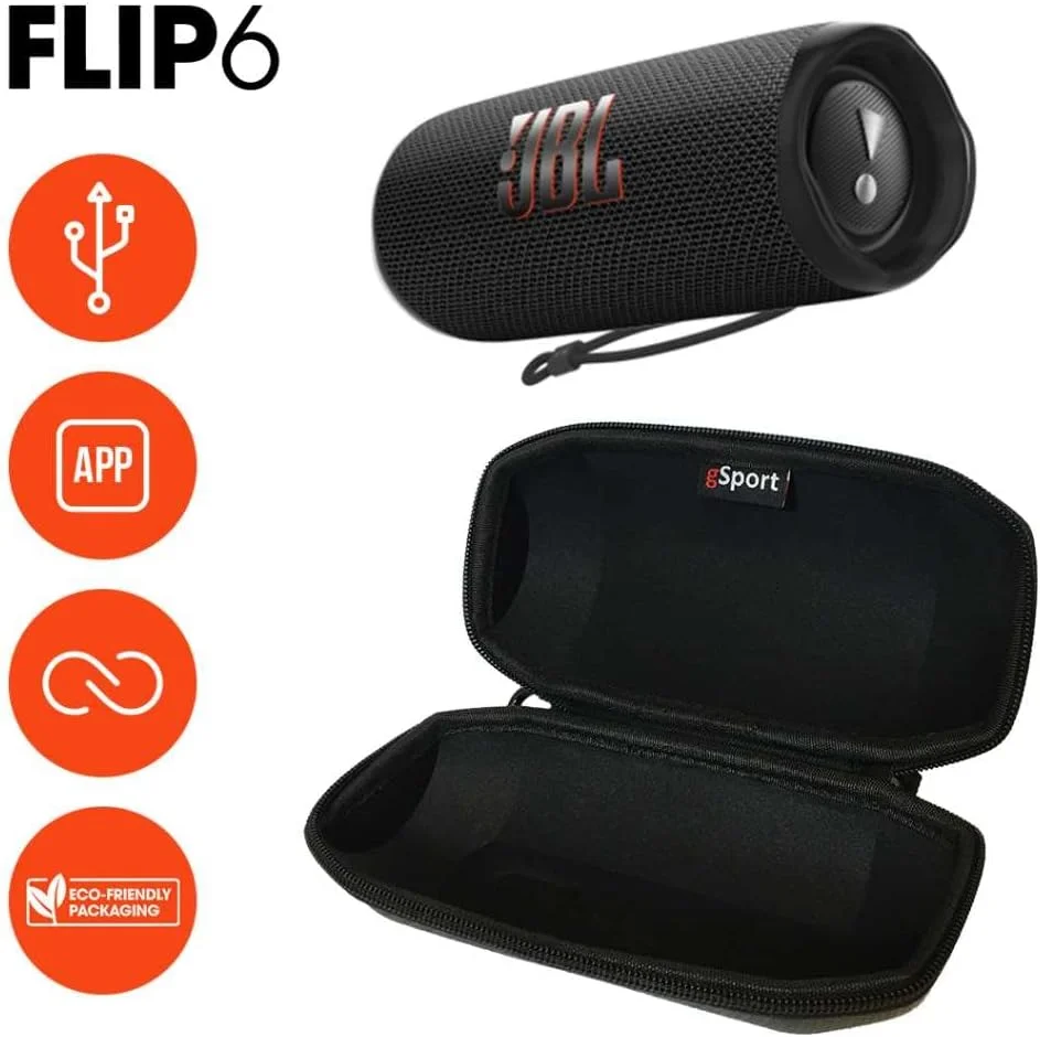 باندل اسپیکر قابل حمل ضدآب JBL FLIP 6 به همراه کیف فیبر کربنی gSport (مشکی)