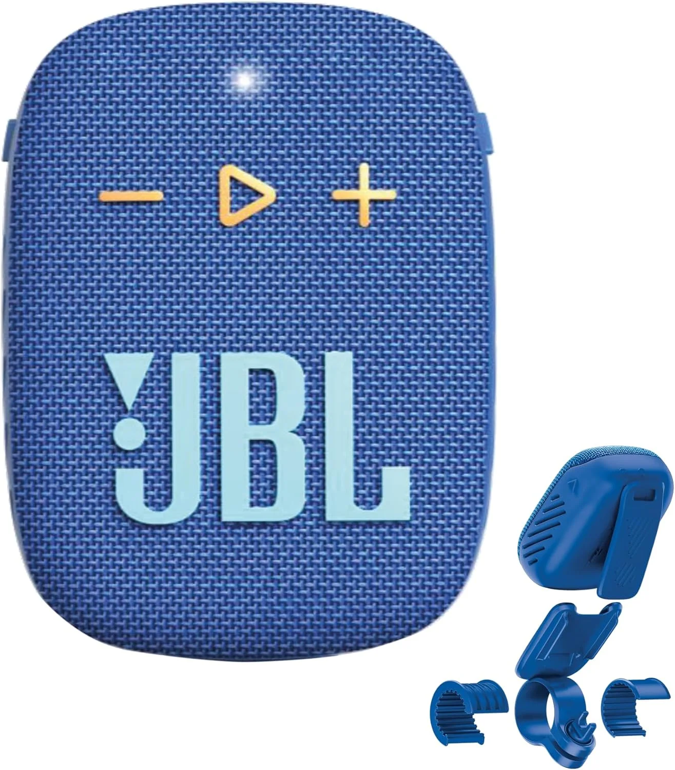 اسپیکر بلوتوثی قابل حمل JBL Wind 3S آبی، 5 وات RMS، 84dB، 110Hz-20kHz، درایور 1.75 اینچی، IP67، باتری 1050mAh، بلوتوث 5.0، USB-C، پایه فرمان، اسپیکر فضای باز