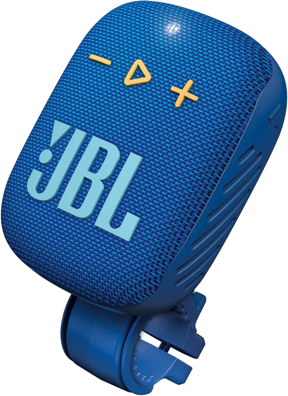 اسپیکر بلوتوثی قابل حمل JBL Wind 3S آبی، 5 وات RMS، 84dB، 110Hz-20kHz، درایور 1.75 اینچی، IP67، باتری 1050mAh، بلوتوث 5.0، USB-C، پایه فرمان، اسپیکر فضای باز