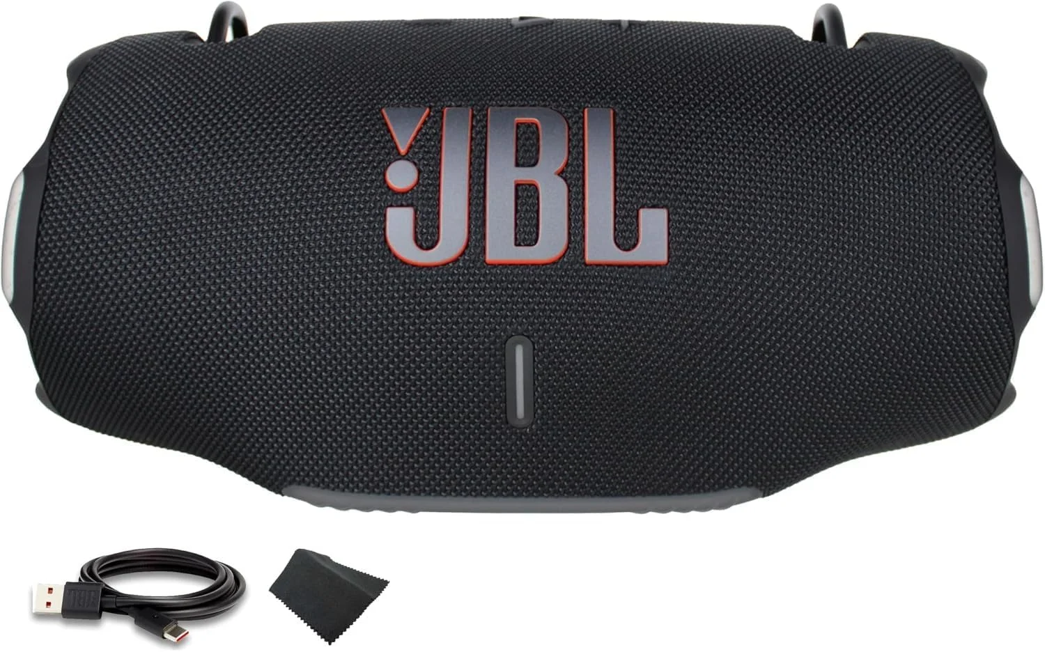 اسپیکر بلوتوثی قابل حمل JBL Xtreme 4، ضدآب IP67، 24 ساعت پخش (مشکی) (JBLXTREME4BLKAM) + کابل USB-C + پارچه میکروفایبر