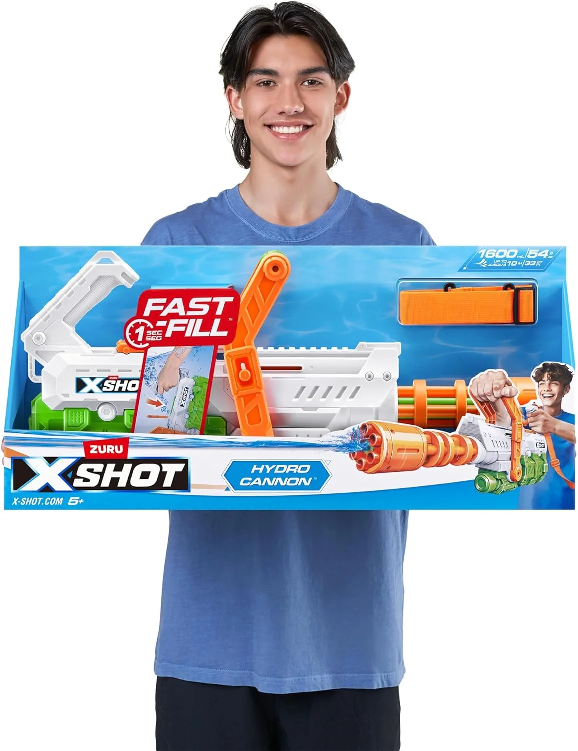 تفنگ آبپاش پرقدرت XSHOT Hydro Cannon، تفنگ آبپاش فضای باز، اسباب بازی تفنگ آبپاش کودکان، مخزن 1600 میلی لیتری، پر شدن سریع 1 ثانیه ای، پرتاب 10 متری، سرگرمی نهایی تابستانی، تفنگ های تیراندازی اسباب بازی آبپاش فضای باز برای کودکان و پسران - 118112
