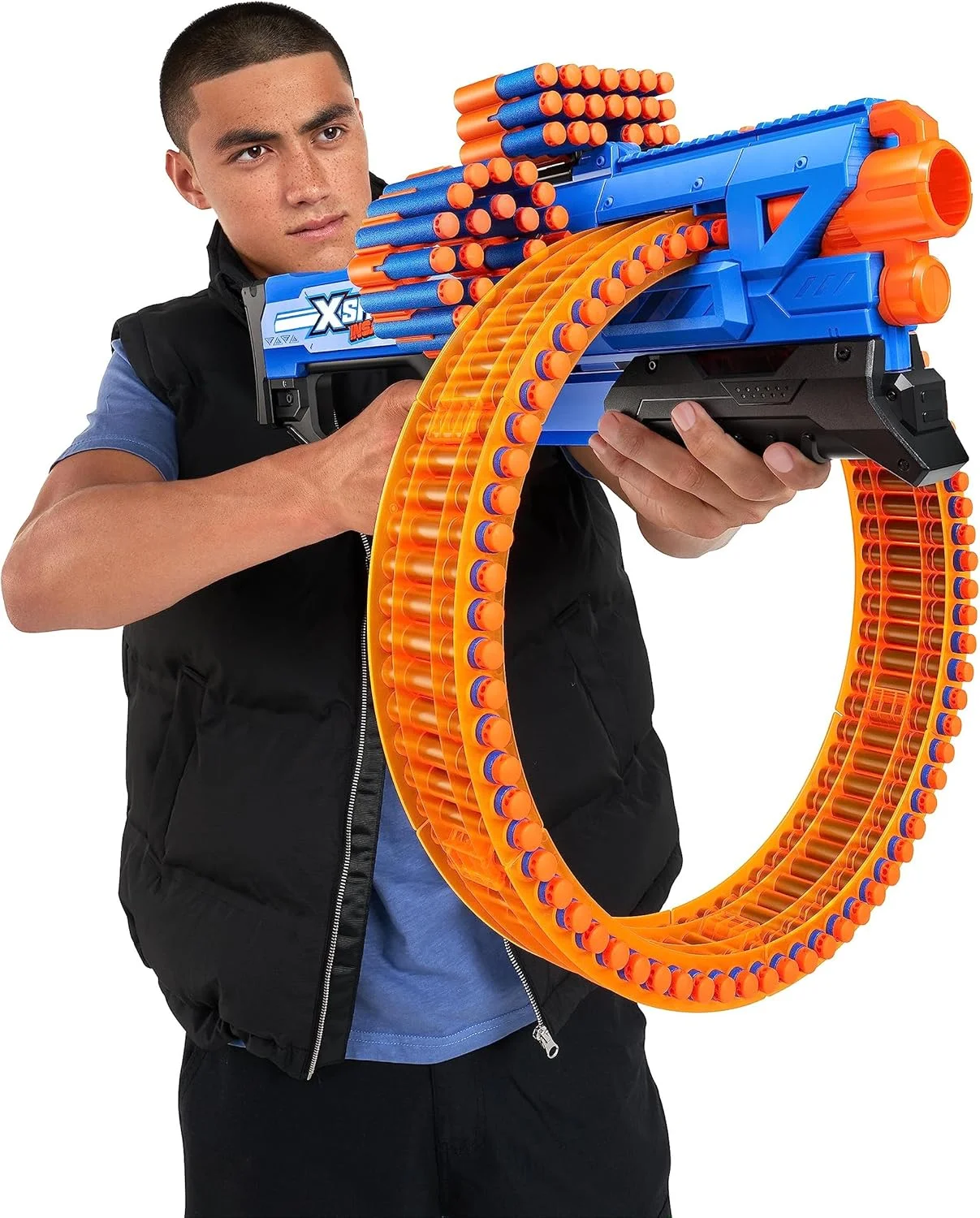 تفنگ اسباب بازی XSHOT Insanity Mad Mega Barrel Blaster (جعبه باز)، تفنگ اسباب بازی هیجان انگیز برای پسران، عالی برای تفریح در فضای باز و ماجراجویی های تعطیلات