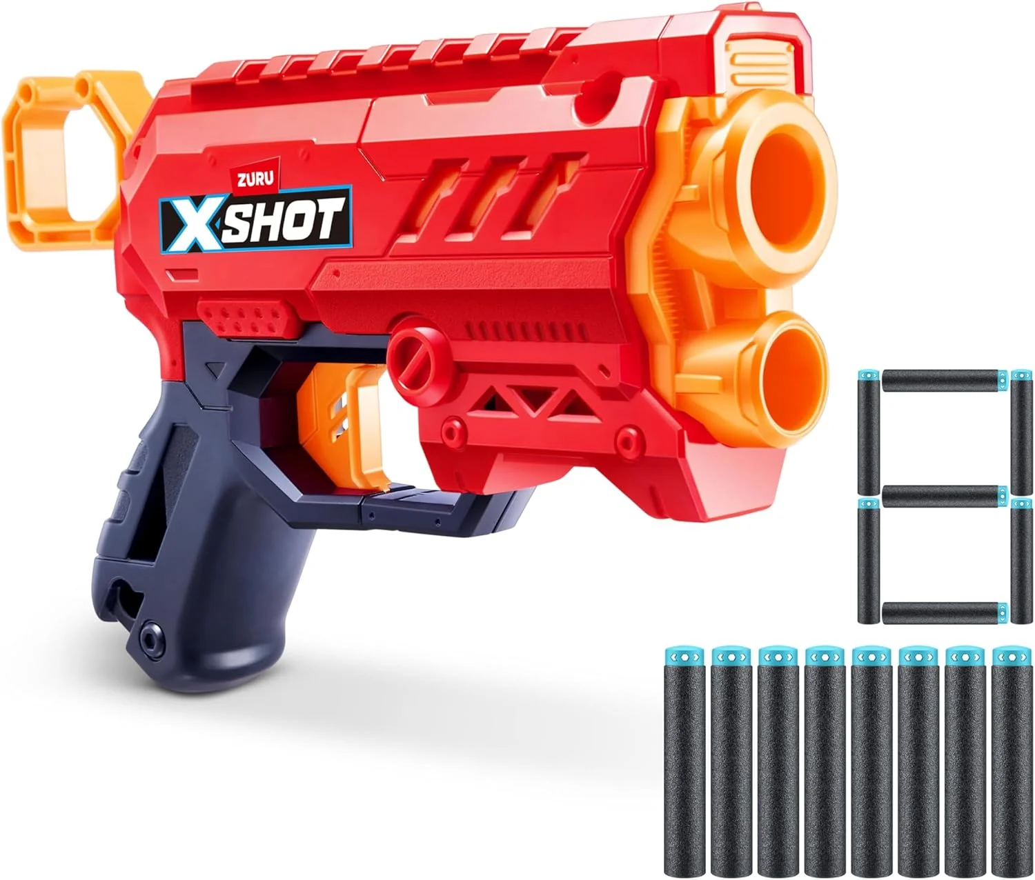 تفنگ اسباب بازی پرتاب دارت کوچک X-Shot Excel Micro 2.0 به همراه 8 دارت، برد 24 متری، سبک و کوچک برای کودکان، اندازه جیبی، بارگیری آسان