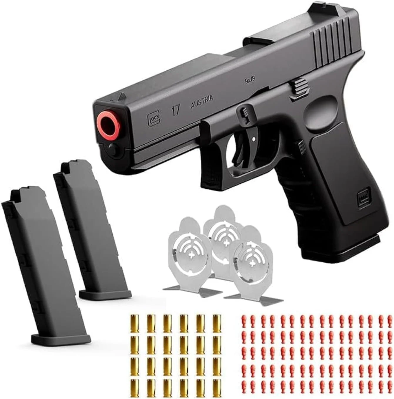 تفنگ اسباب بازی، تفنگ اسباب بازی گلوله نرم برای پسران، شامل دو خشاب، 24 پوکه، 80 دانه. اسباب بازی برای تفریح در فضای باز برای پسران و دختران بالای 14 سال (مشکی)