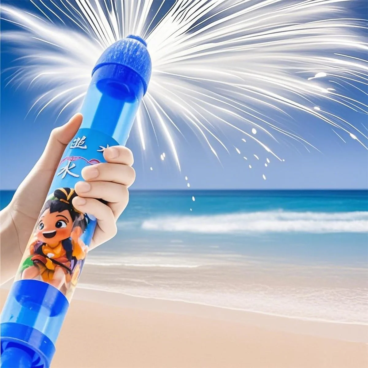 دو بسته تفنگ آبپاش طرح آتش بازی، اسباب بازی تابستانی، تفنگ آبپاش فشار قوی کششی، اسپری رمانتیک برای حمام، استخر، مهمانی، آبپاش فانتزی رنگ بنفش و آبی