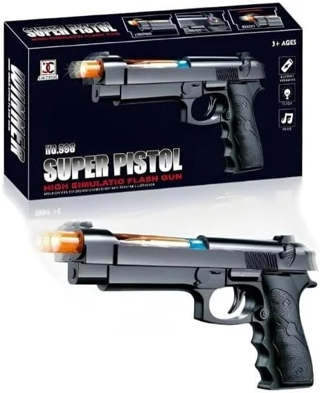 تفنگ اسباب بازی فلش گان سوپر پیستول TOY GARDEN برای کودکان - چراغ های چشمک زن و جلوه های صوتی - تفنگ اسباب بازی نقش آفرینی با باتری - اسباب بازی پلاستیکی سبک وزن برای پسران و دختران 3 سال به بالا