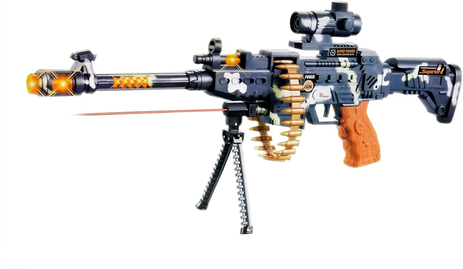 تفنگ اسباب بازی موزیکال ارتشی Toyshine با نور و لیزر - چند رنگ