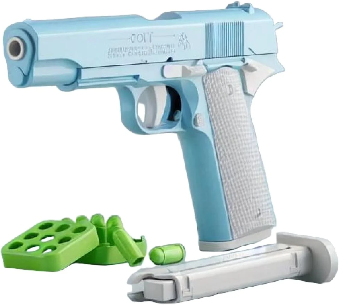 اسباب بازی ضد استرس برای نوجوانان و بزرگسالان - اسباب بازی کوچک تپانچه چاپ سه بعدی، کاهش استرس برای دوستان (آبی، بزرگ)