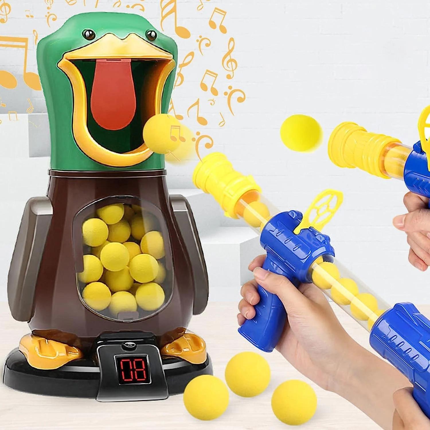 تفنگ اسباب بازی بازی های تیراندازی برای کودکان، اسباب بازی اردک برای کودکان، هدیه بازی مسابقه ای تعاملی برای پسران و دختران 6 7 8 9 ساله، اسباب بازی های مهمانی با ثبت امتیاز LCD، 24 توپ فوم نرم