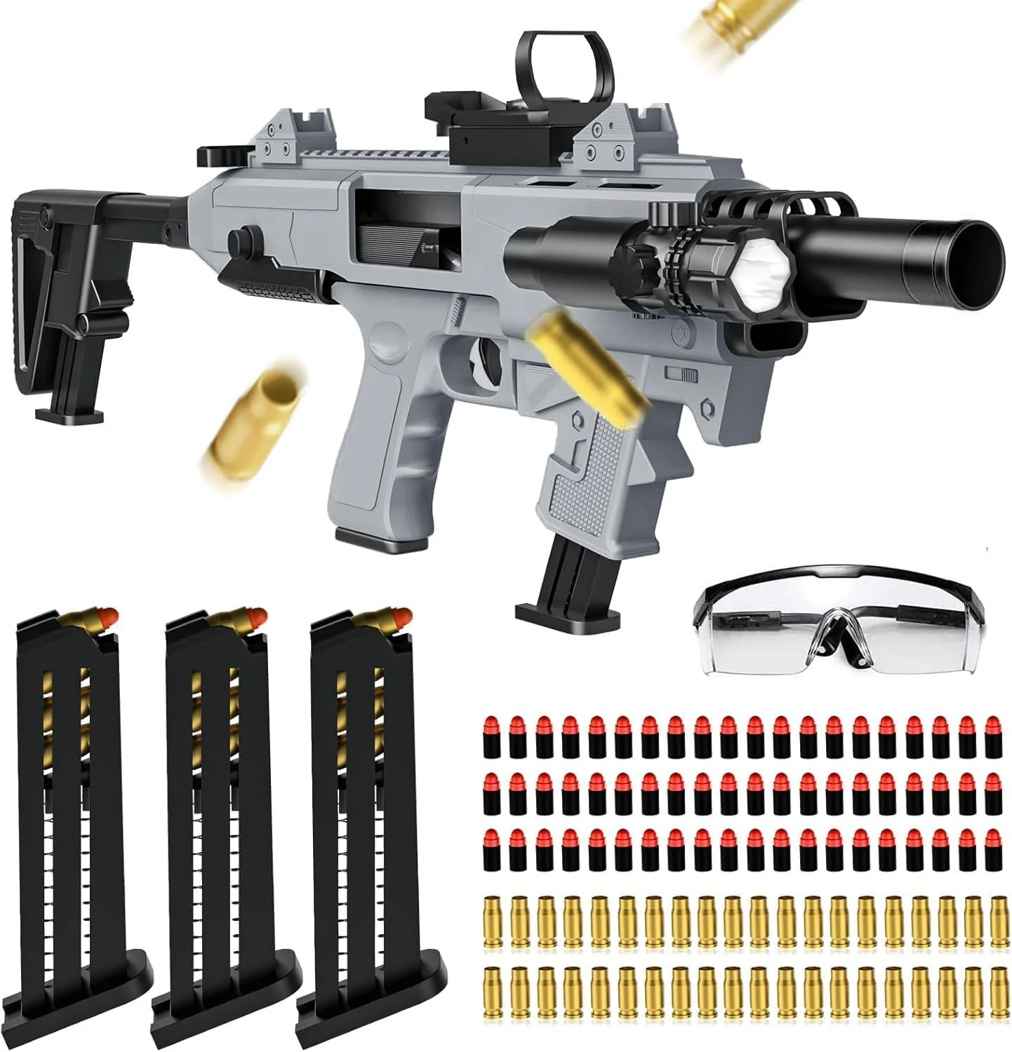 اسباب بازی تفنگ گلوله نرم Moonmen Cosplay با پوکه پران، گیم پلی ترکیبی متنوع، 3 خشاب، هدیه تولد برای پسران و دختران (مدل 4)