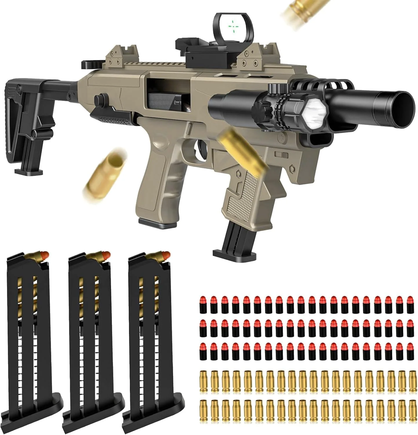 اسباب بازی تفنگ گلوله نرم مونمن، تفنگ اسباب بازی پرتاب پوکه، گیم پلی ترکیبی متنوع، 3 خشاب، هدیه برای تولد پسران و دختران (استایل 3)